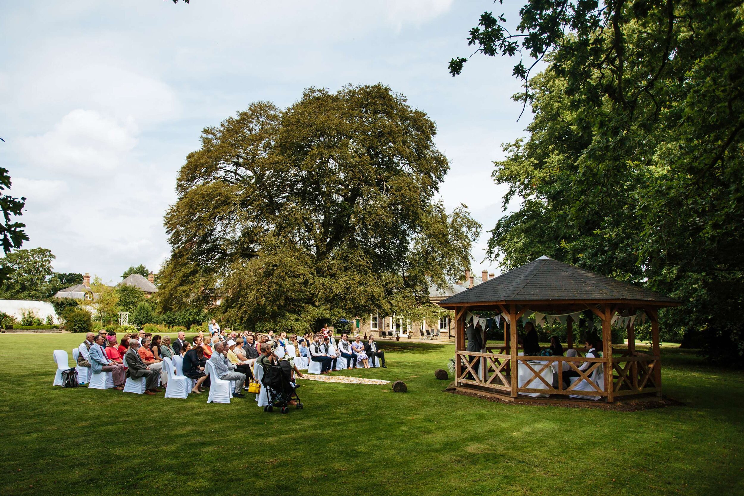Outdoor wedding at Solberge Hall, Yorkshire