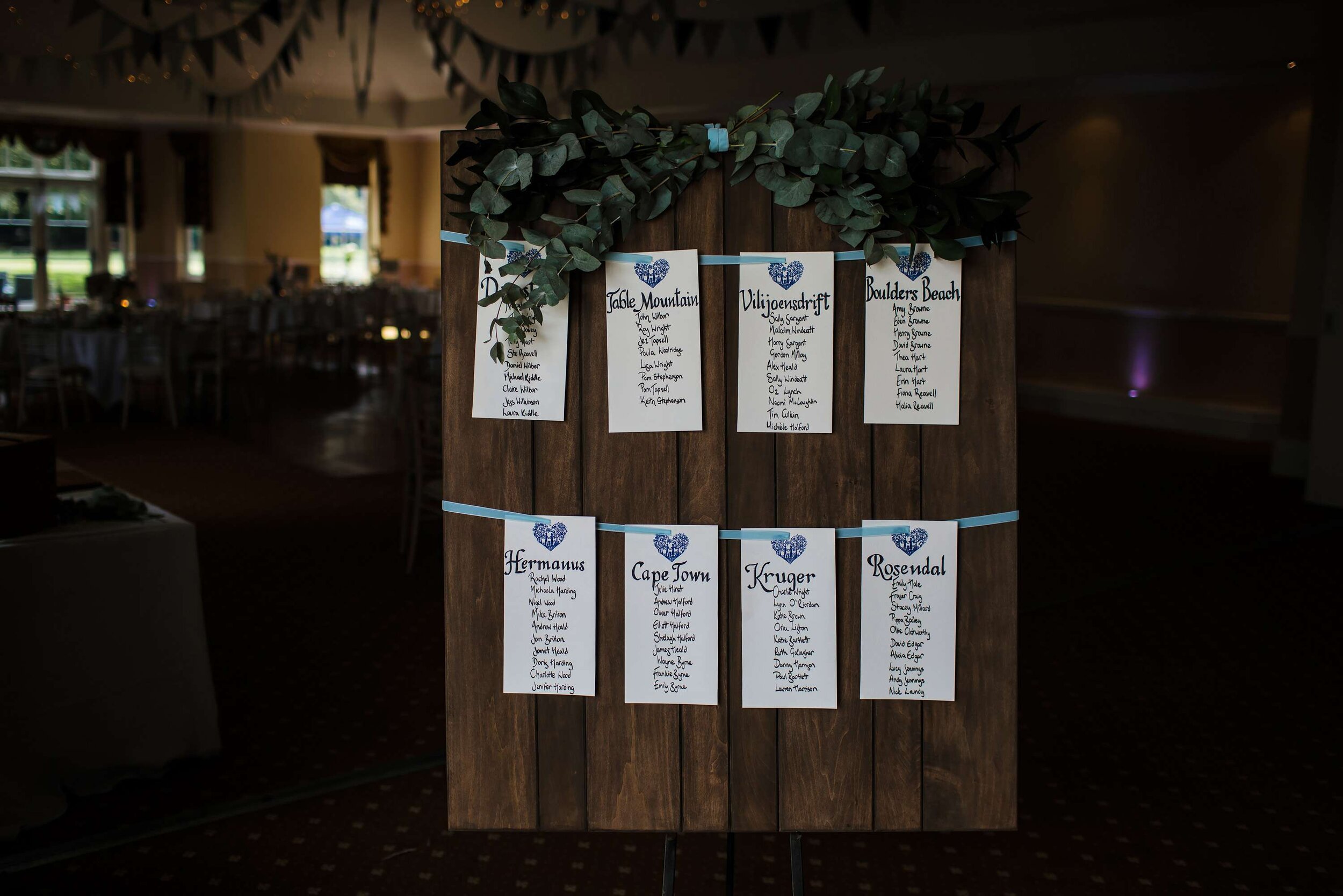 Seating plan at a Solberge Hall wedding