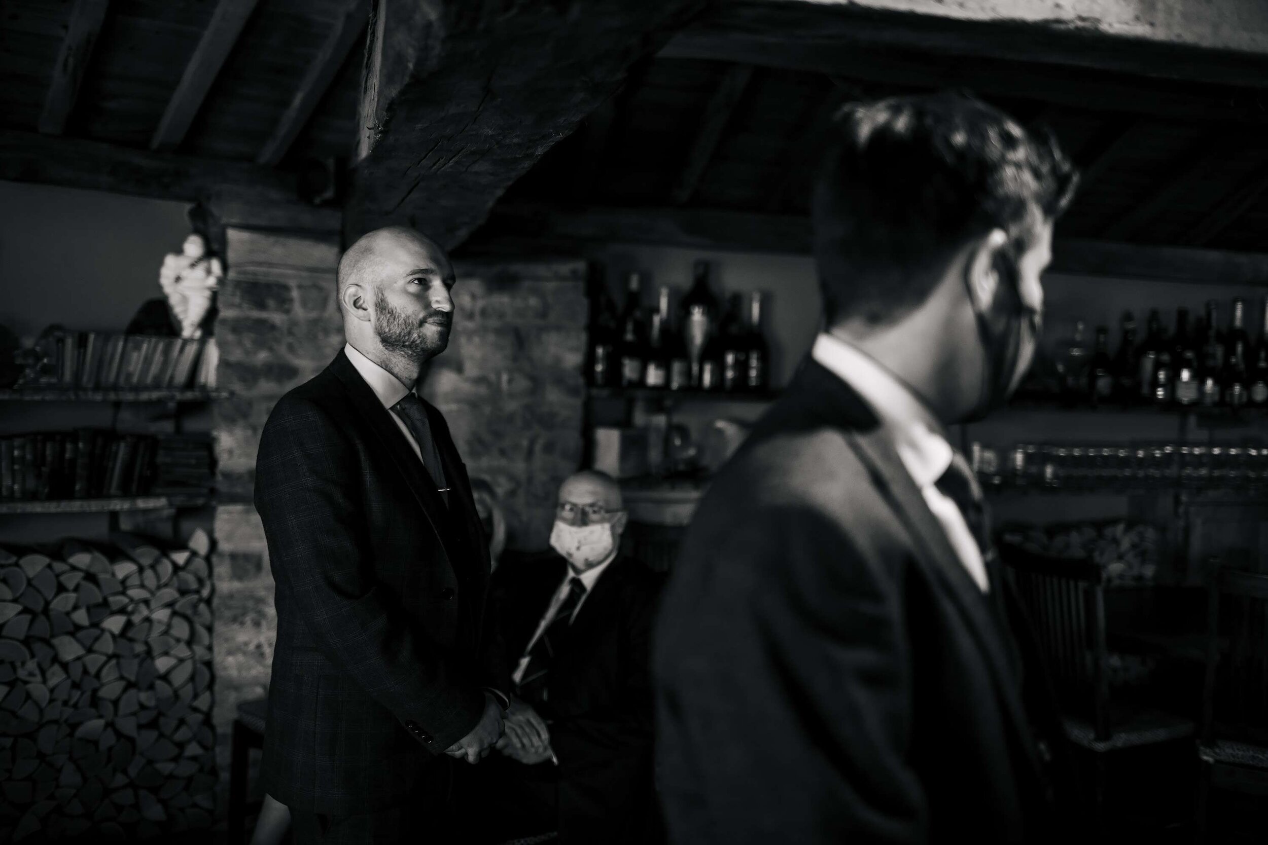 Groom awaits his bride at a wedding ceremony in Yorkshire