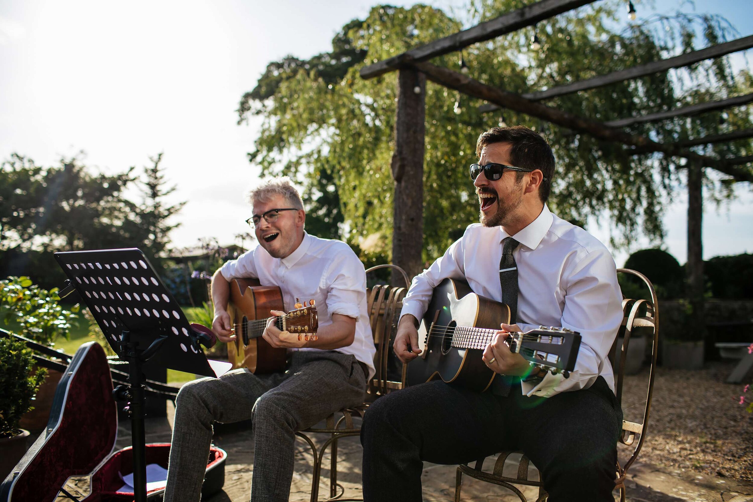 Wedding guests singing at The Star Inn Harome