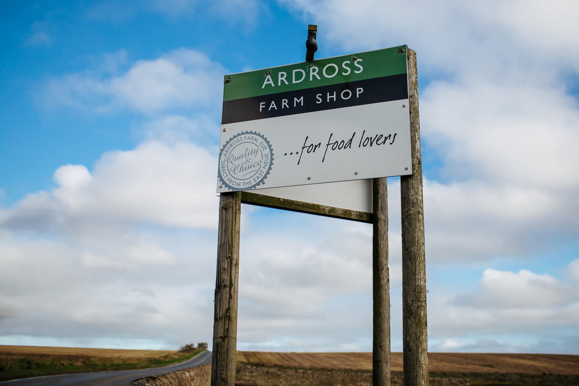 Ardross Farm Shop sign in Scotland