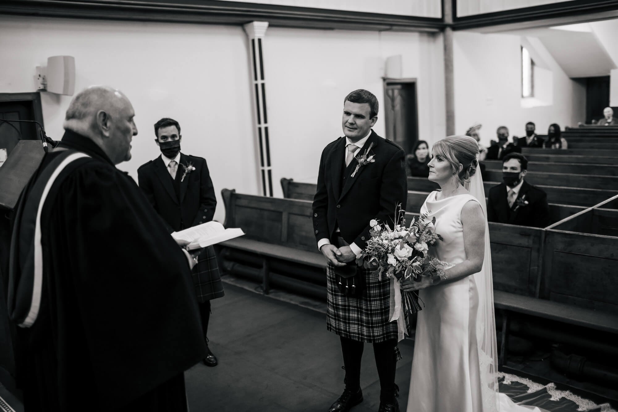 Scottish farm wedding church ceremony