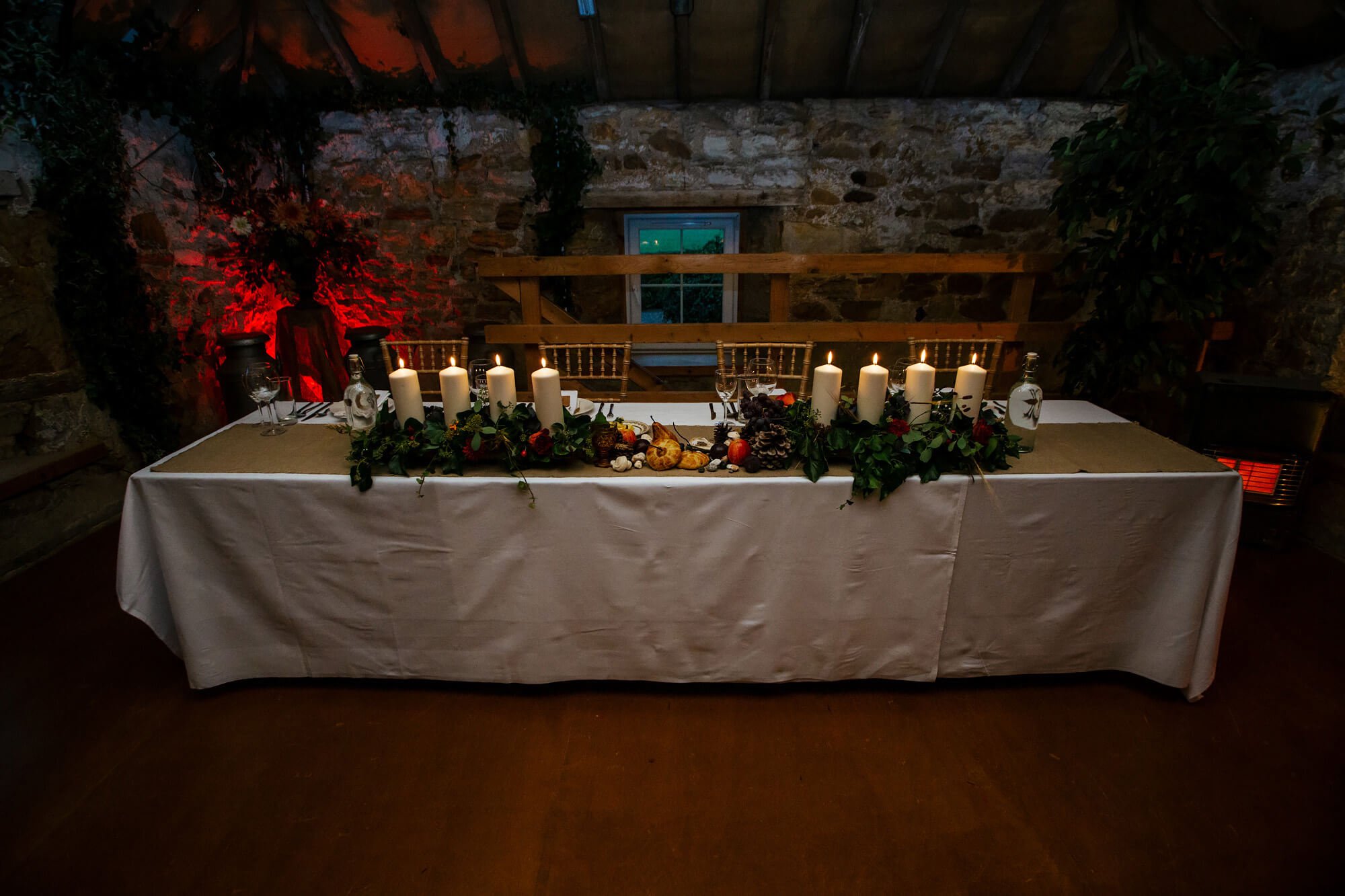 The top table at a farm wedding in Fife