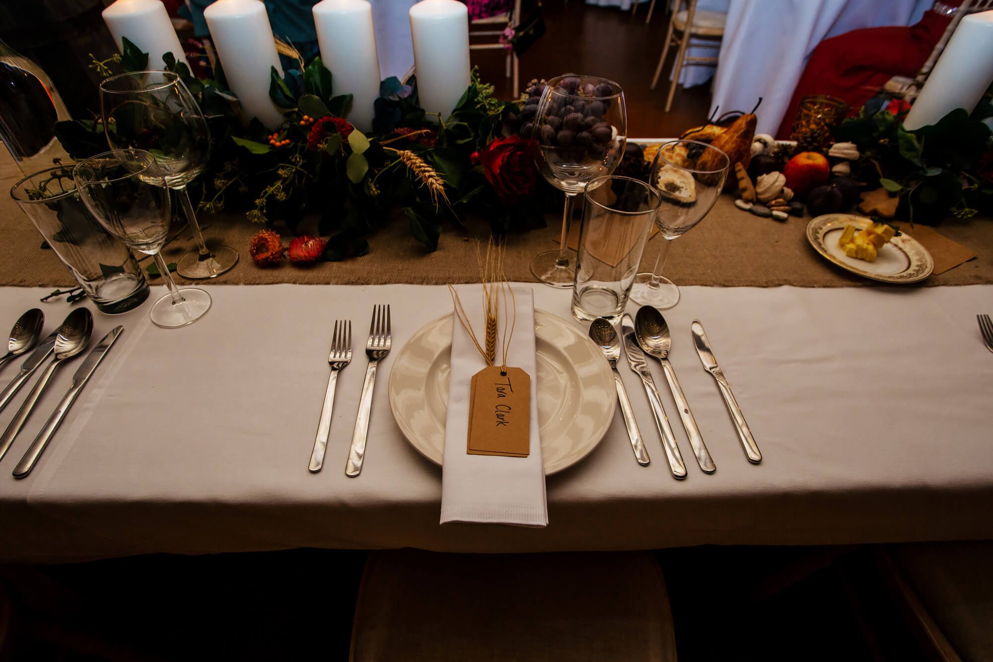 Bride's place setting for the meal