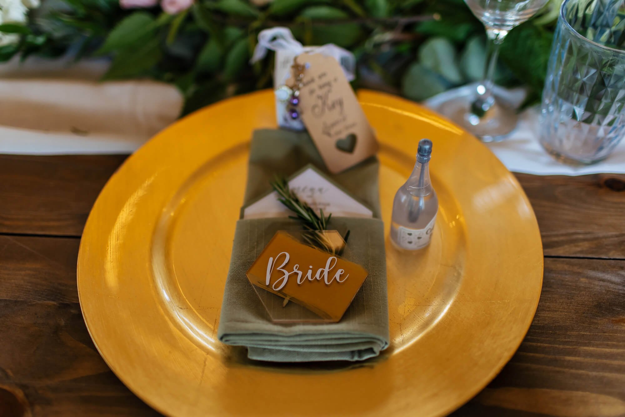 Bride table setting for her wedding