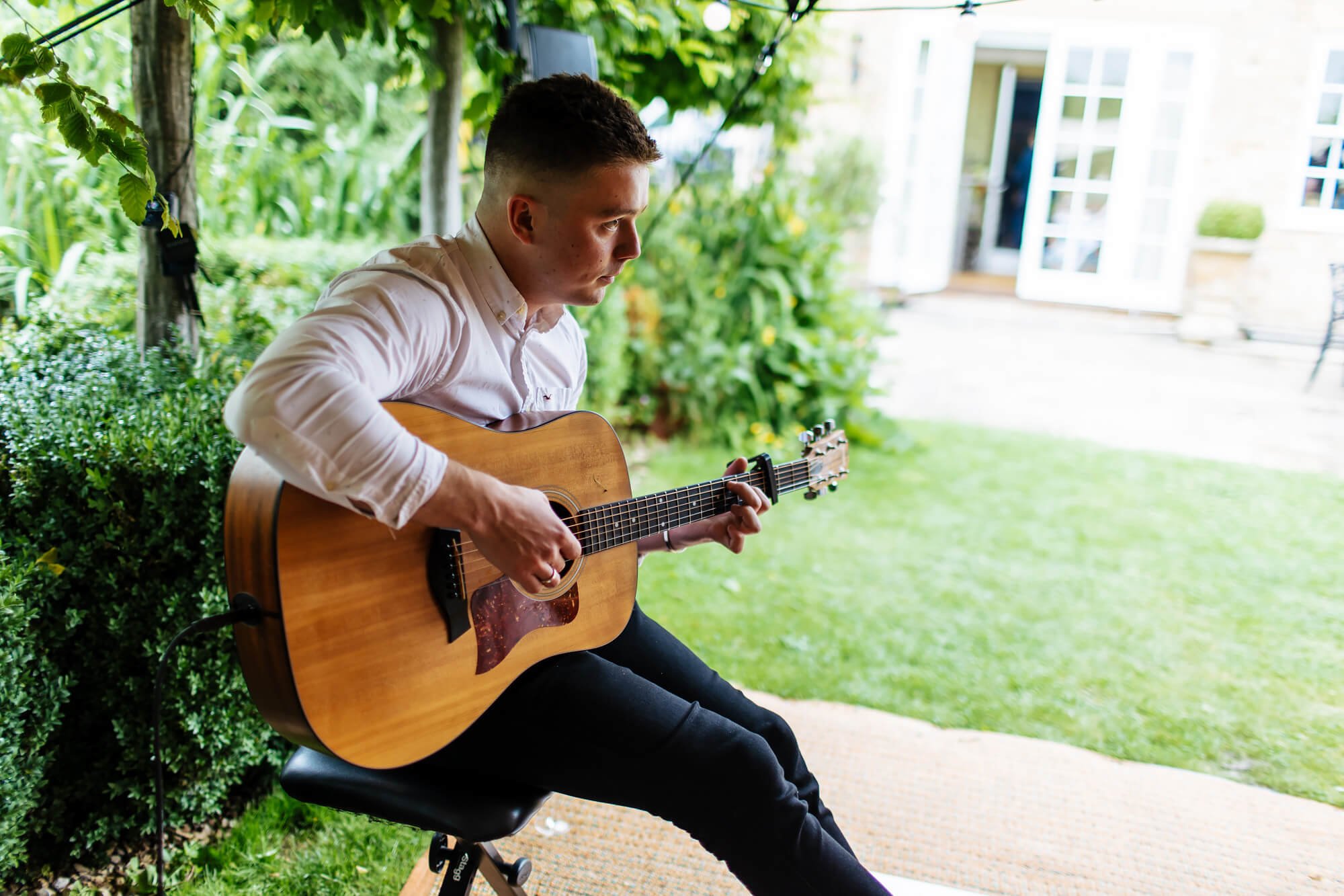 Guitarist playing at a wedding in Kent