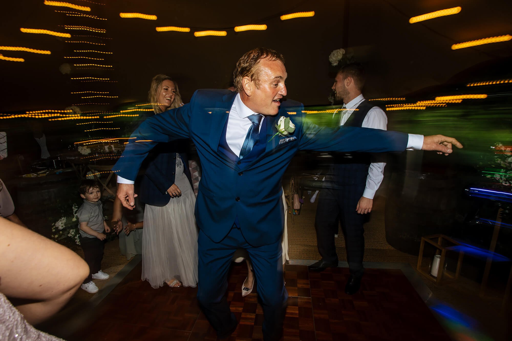 Wedding guests dancing the night away