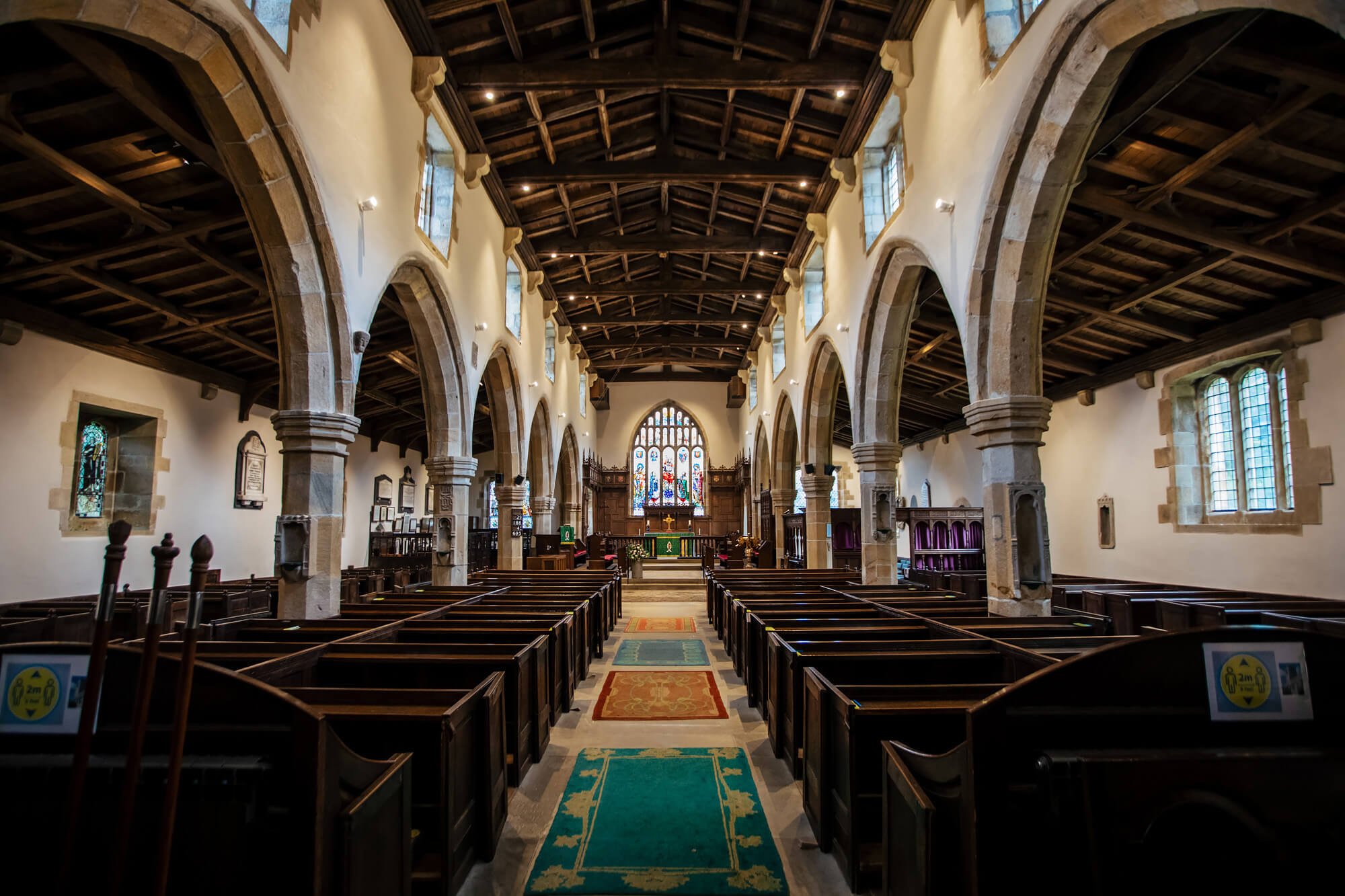 Internal wide shot of the church in Kirkby Malham