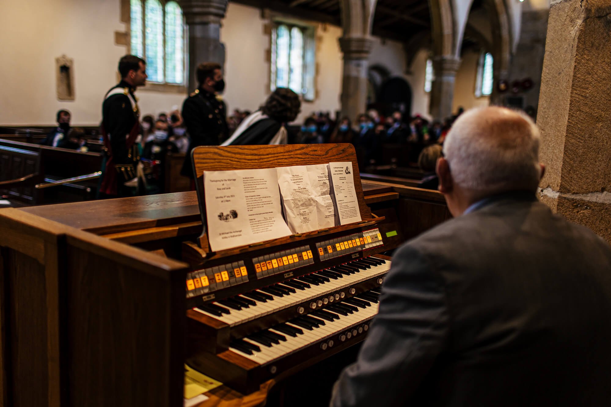 Church organist waiting to play for a wedding