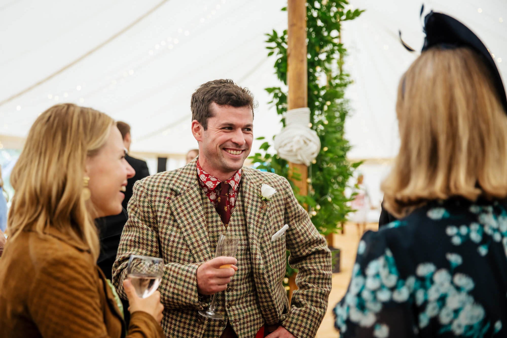 Wedding guests smiling in Malhamdale