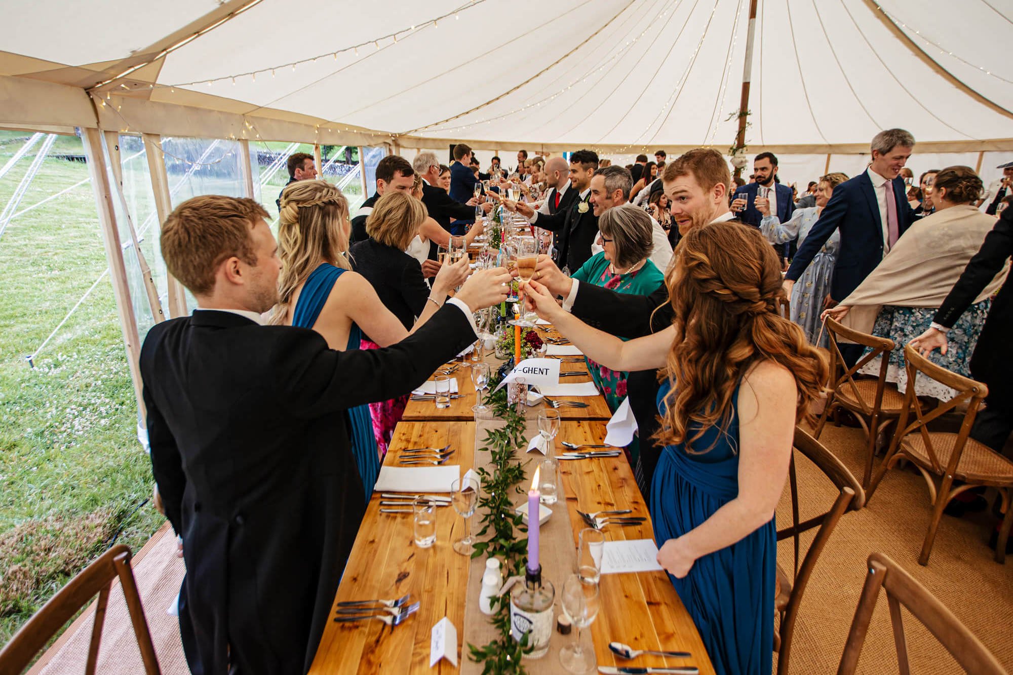 Guests raising a glass to the speeches