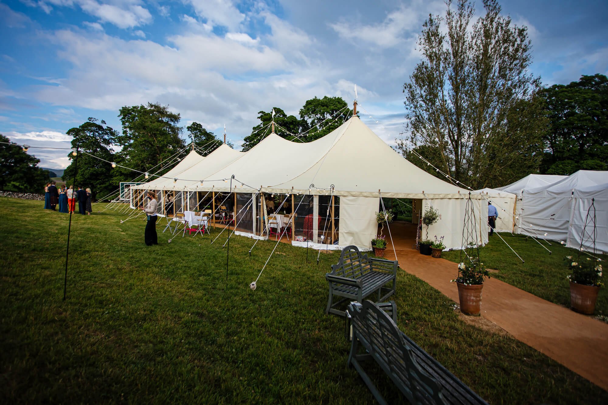 A wide shot of the marquee in the sunshine