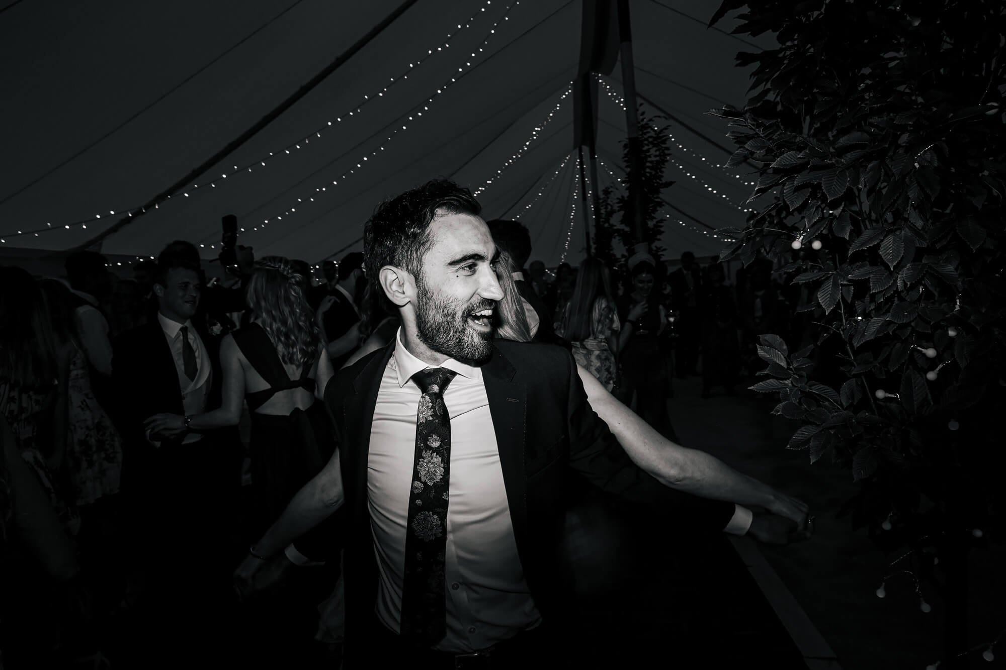 Wedding guests dancing in Yorkshire