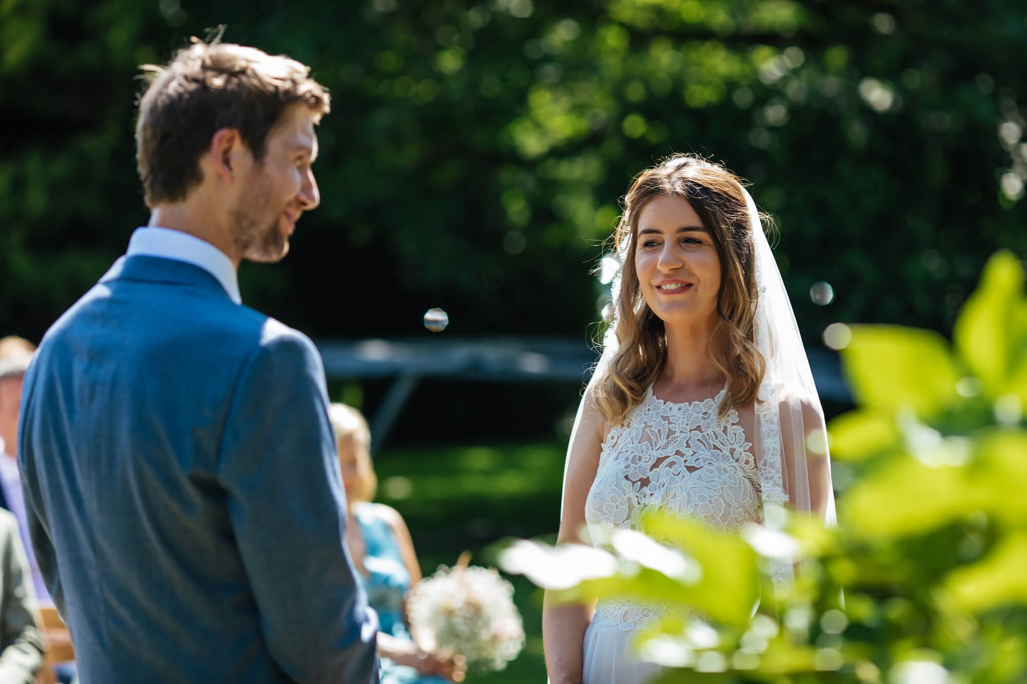 An outdoor wedding ceremony at Crayke Manor