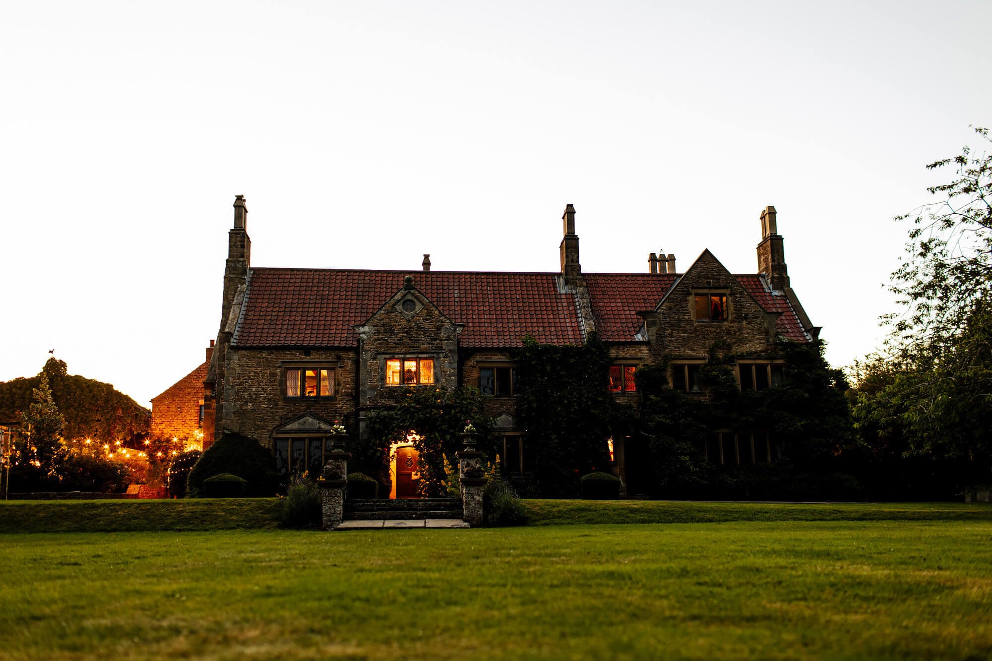 Evening shot of the wedding venue Crayke Manor