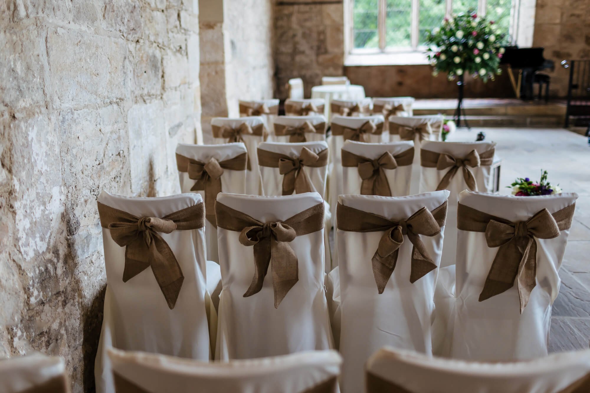 Chair covers for a wedding ceremony in Yorkshire