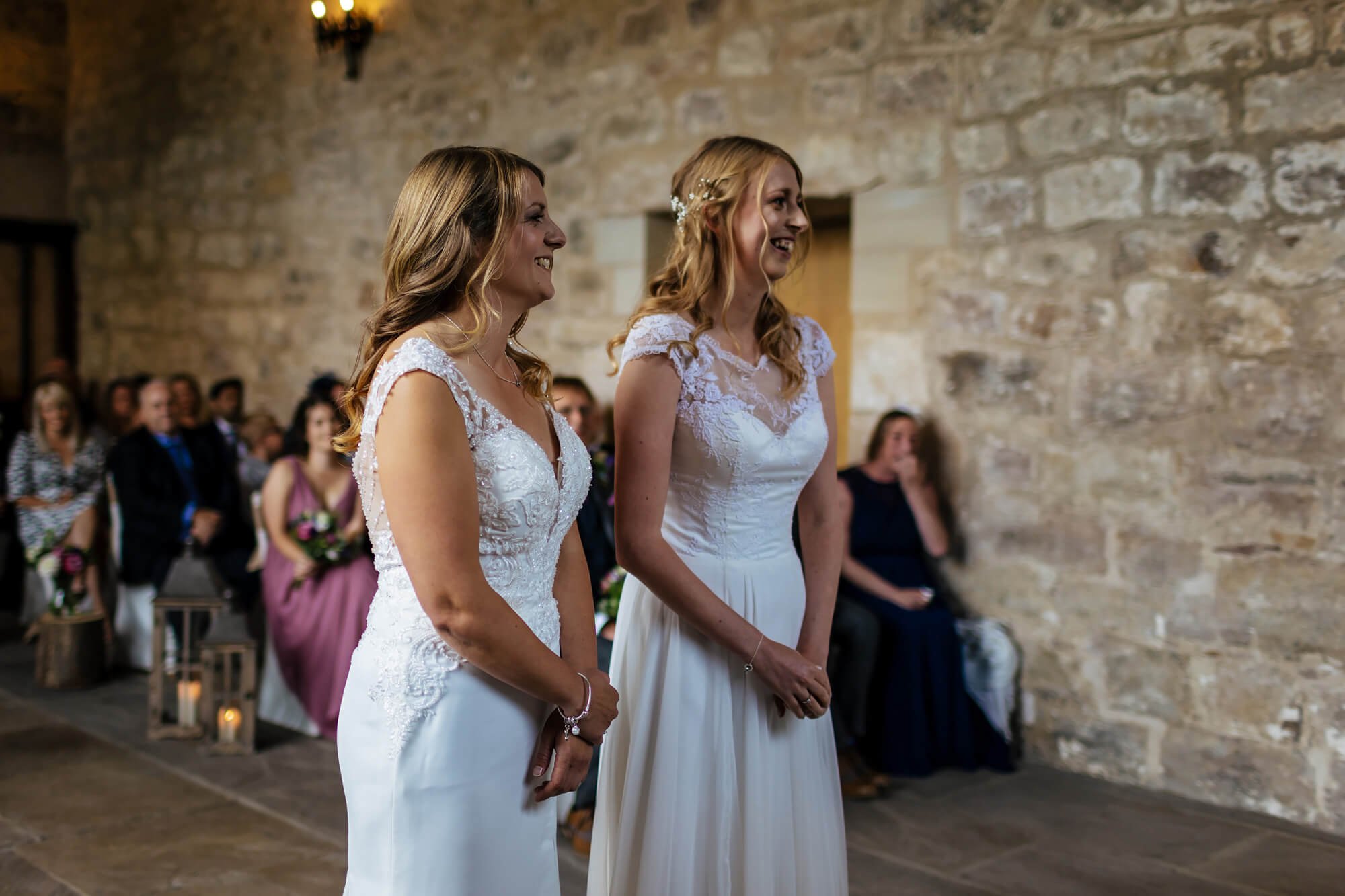 Two brides at their wedding ceremony in Yorkshire