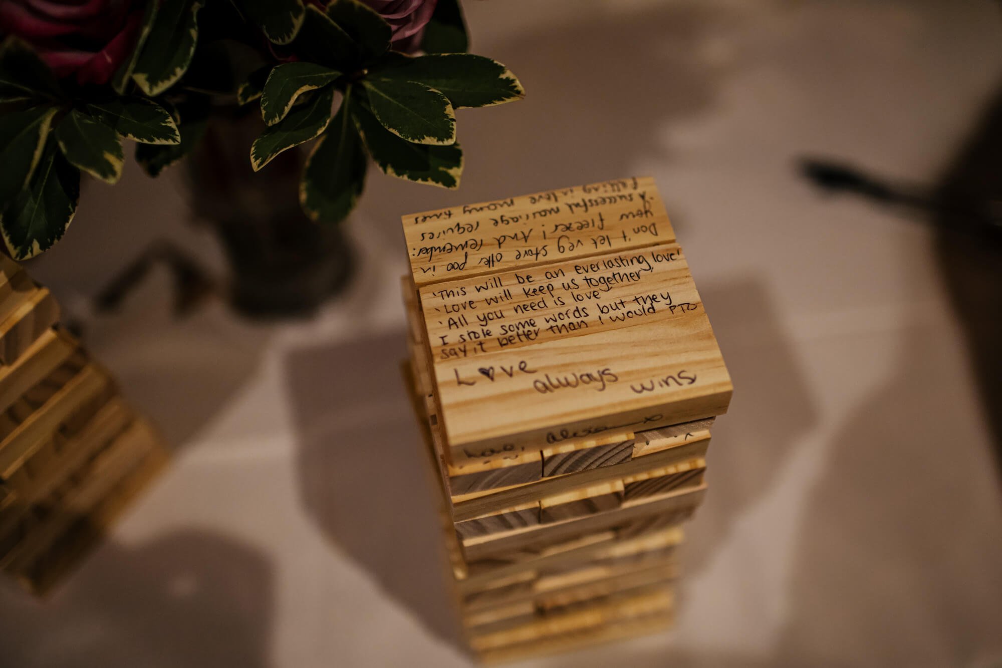 Jenga guestbook at The Priests House