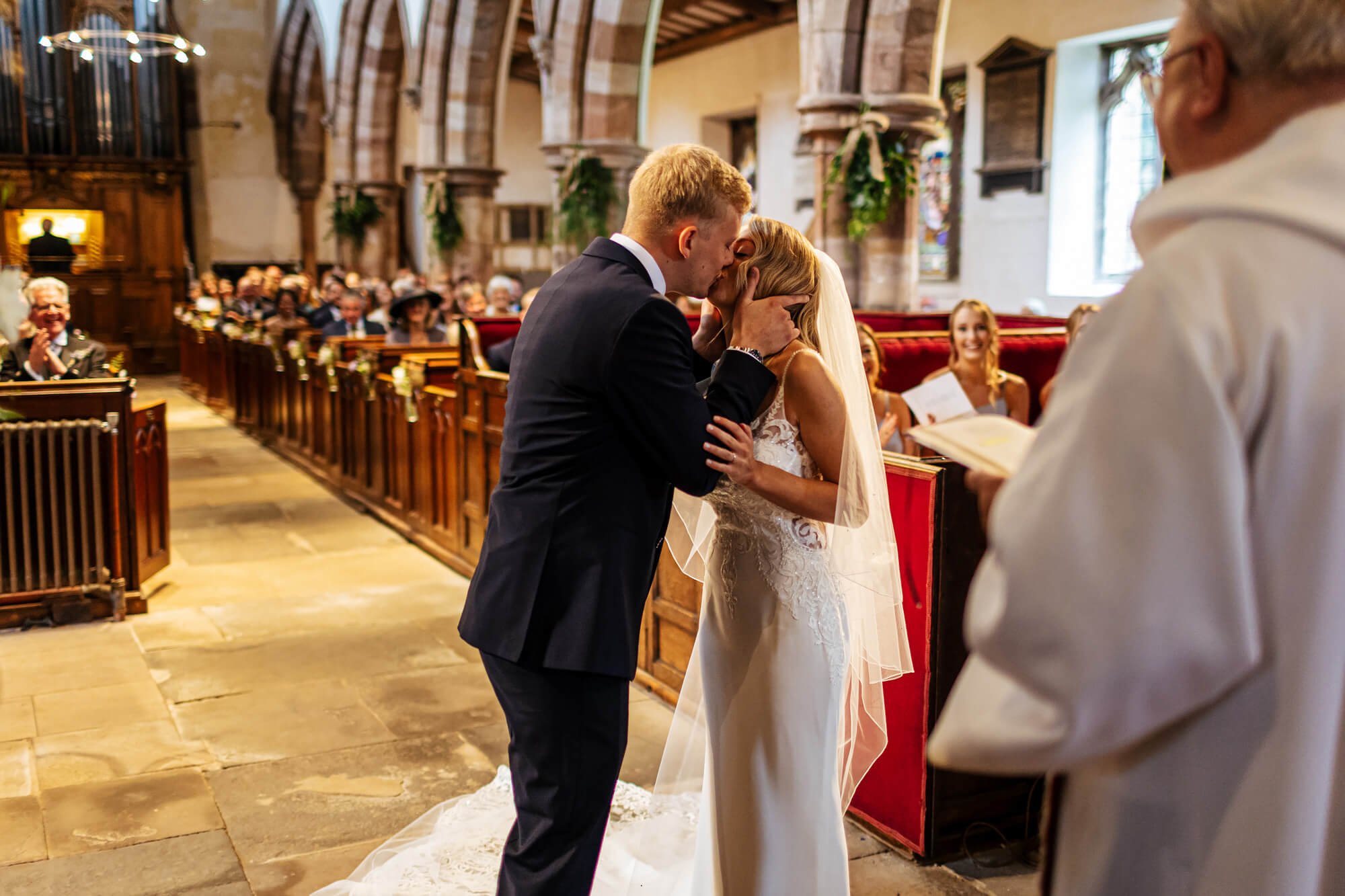 First kiss as a married couple in Cumbria