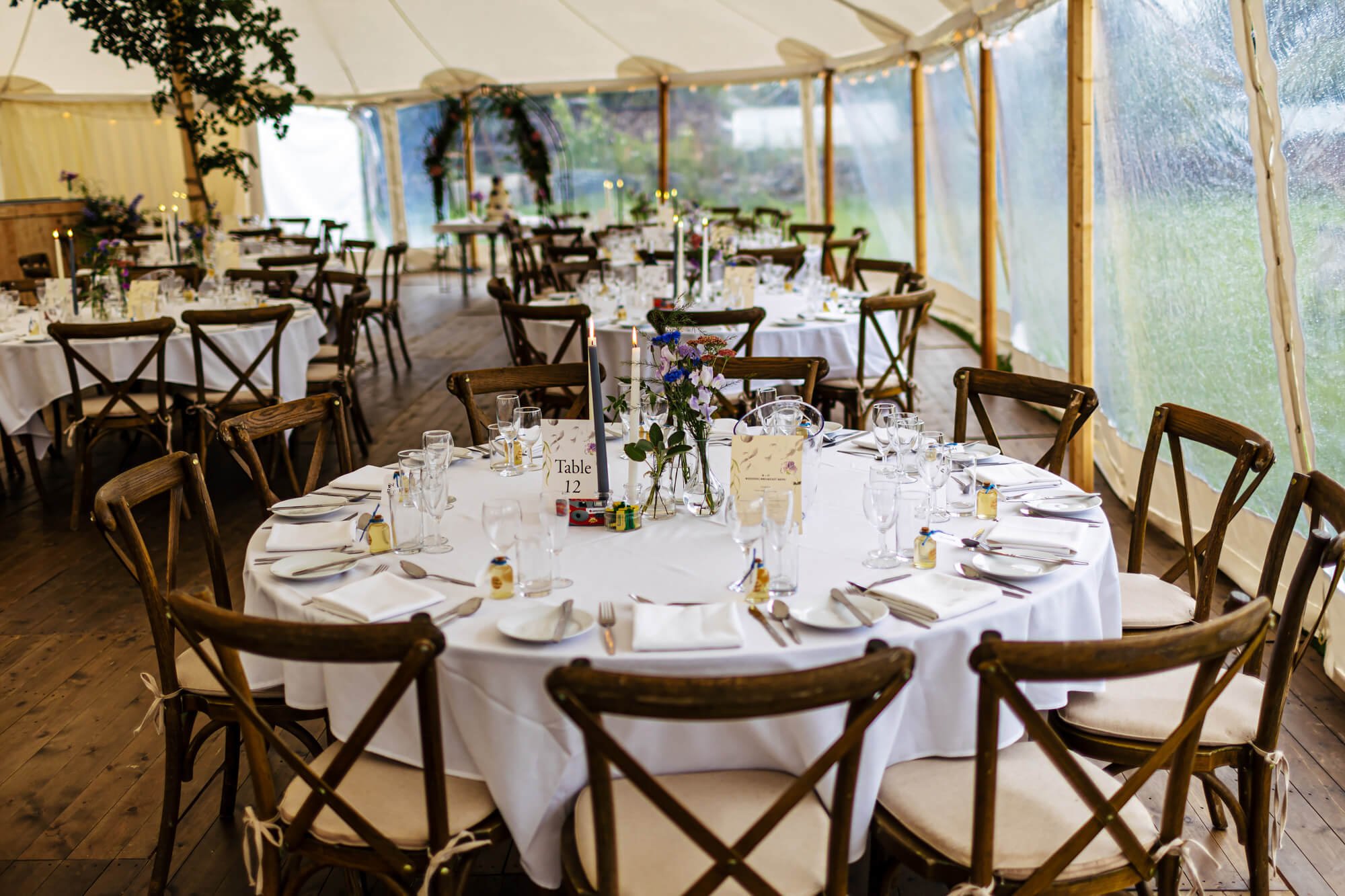 Table set up and ready for a wedding in Cumbria