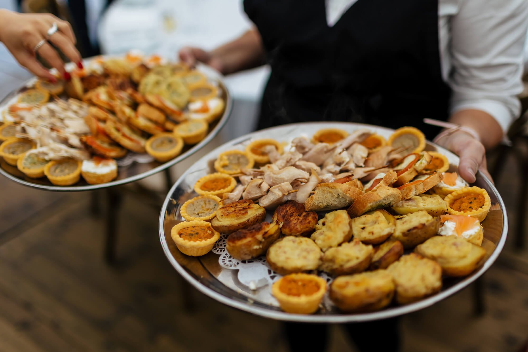 Canapes being served by the caterers