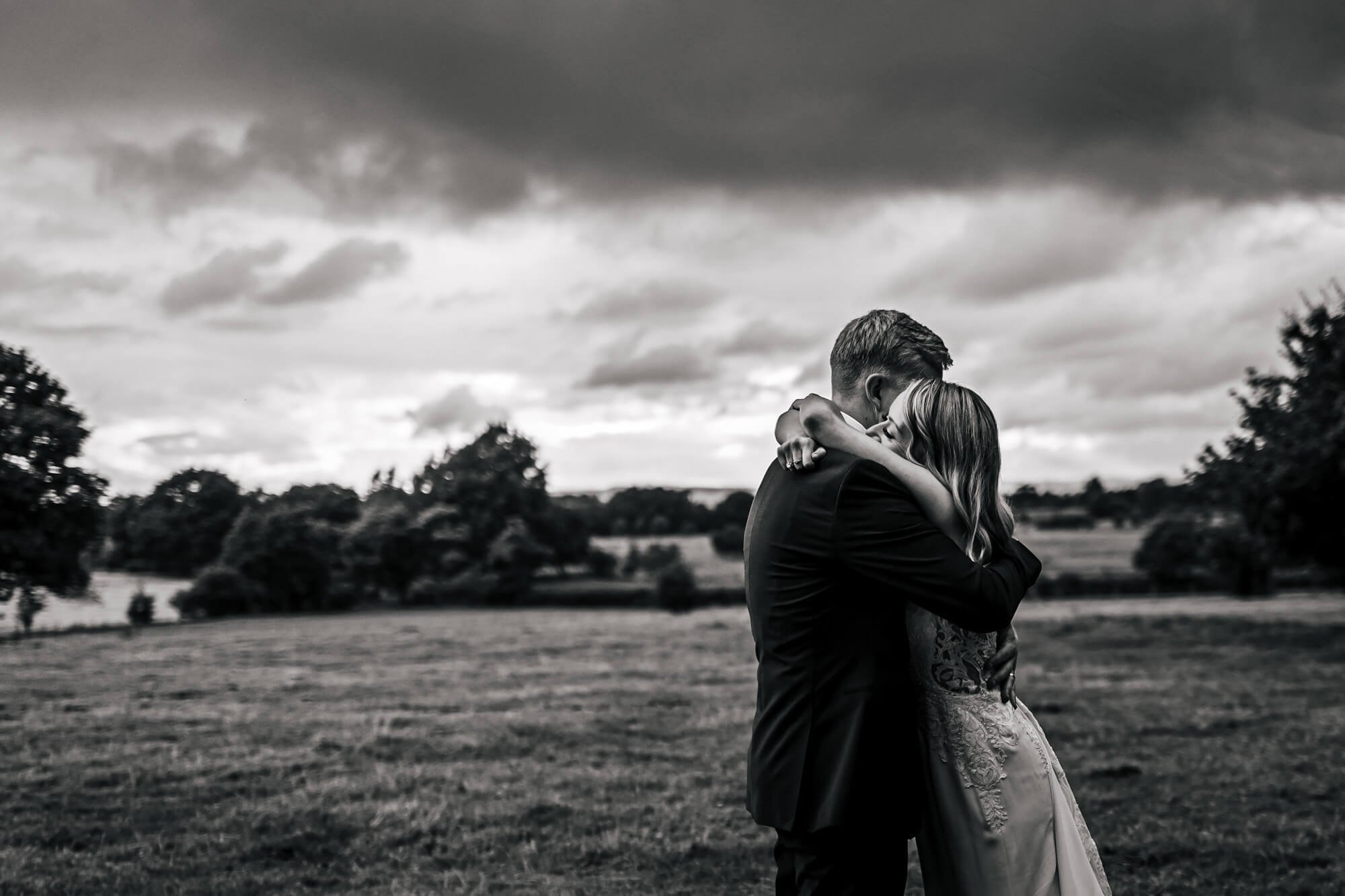 Couple portrait on their wedding day in Cumbria