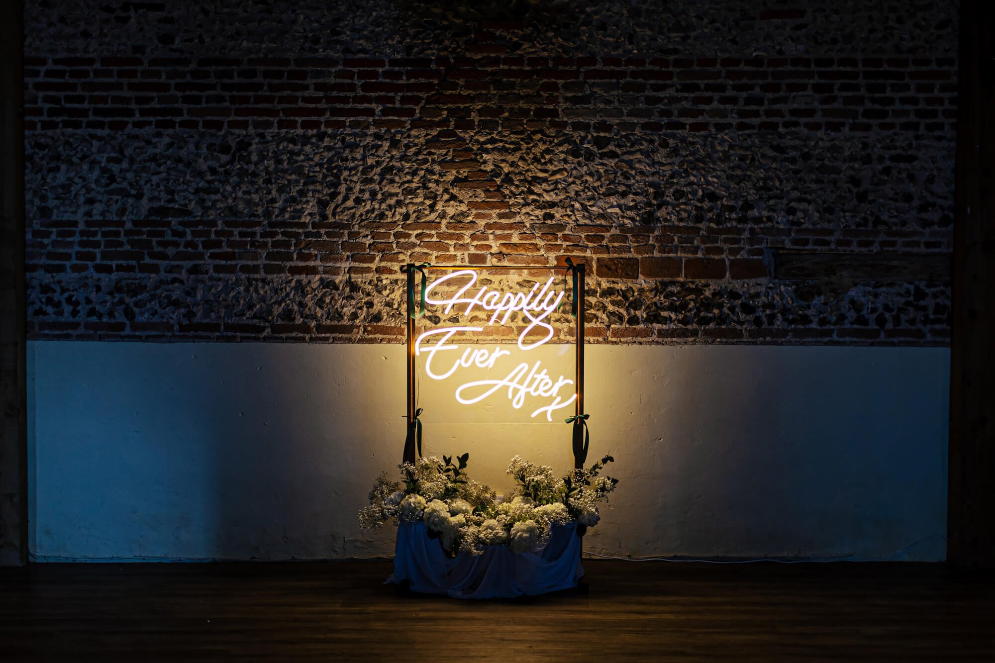 Happily Ever After neon sign at a wedding