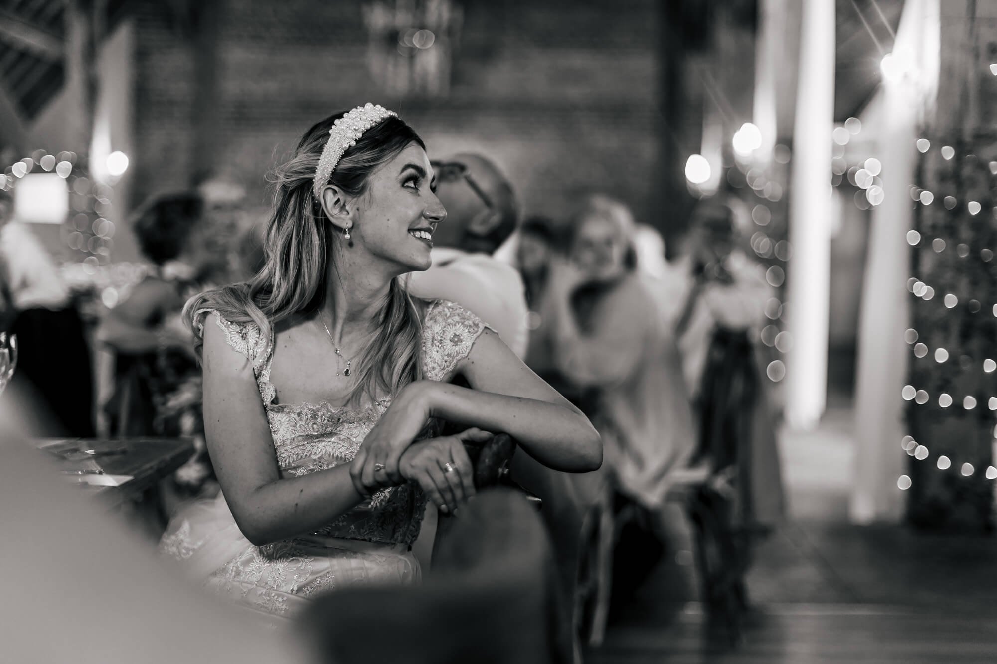 Bride reacts to the wedding speeches