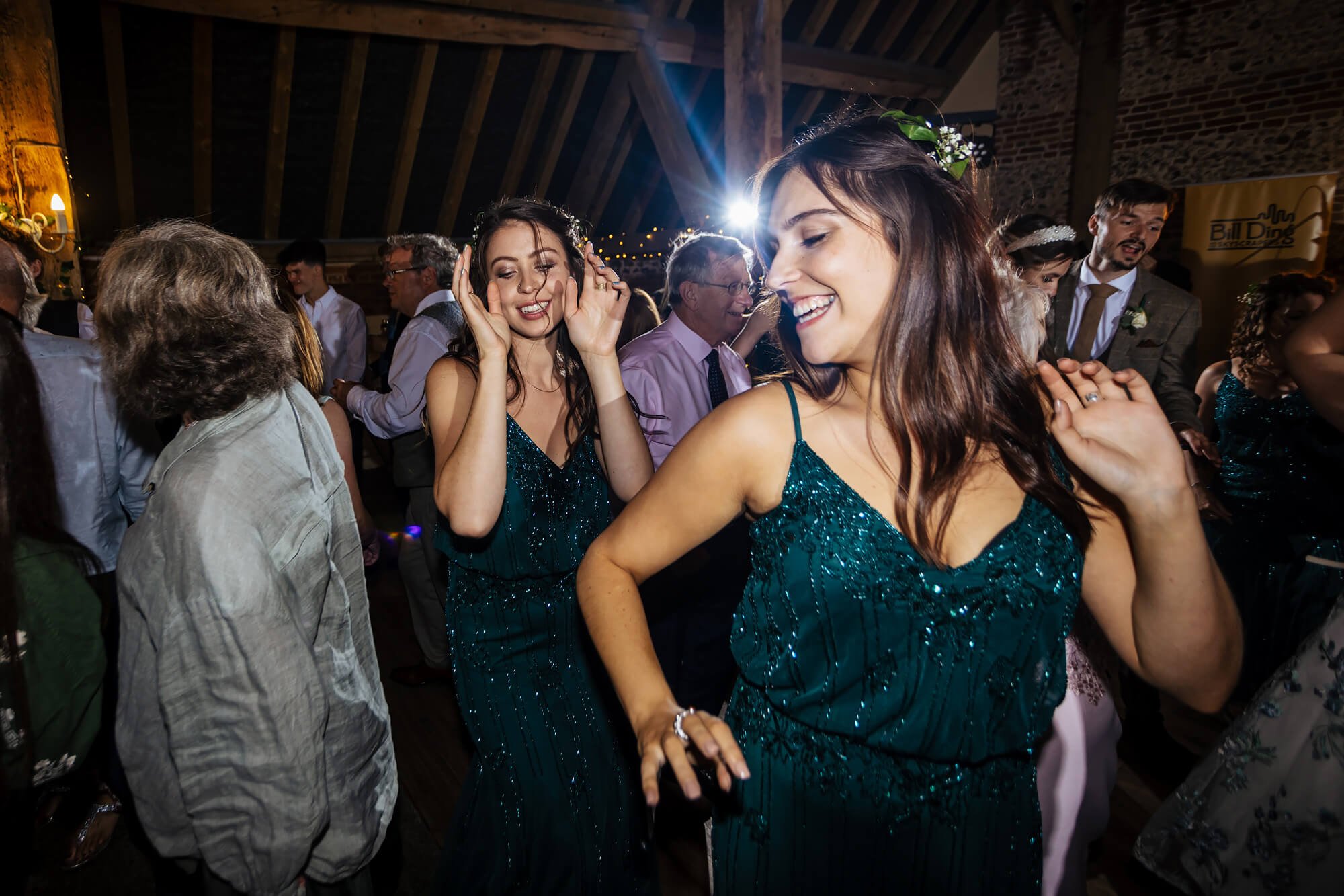 Bridesmaids on the dance floor at a wedding