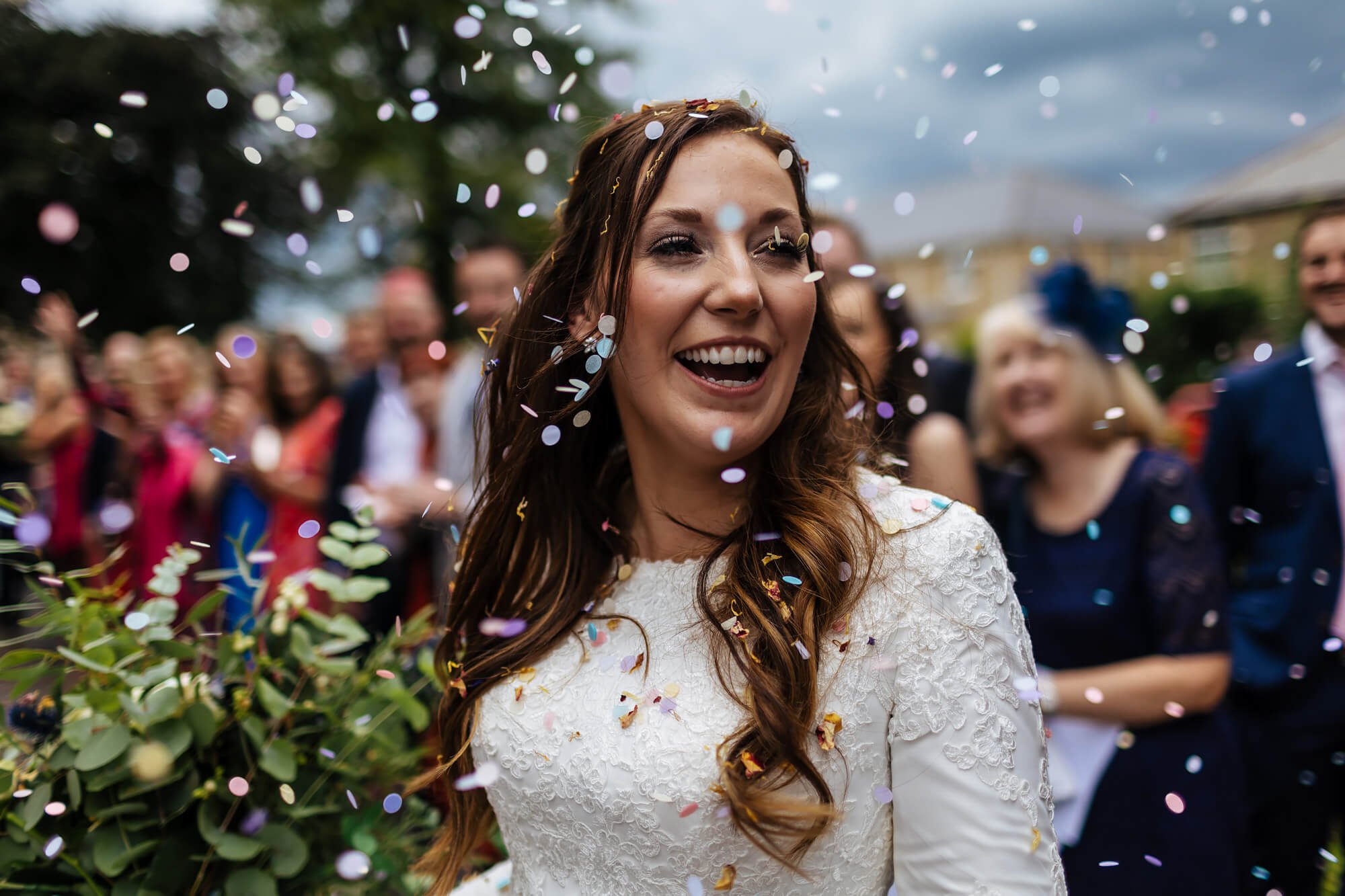 Confetti photo at a wedding in Leeds