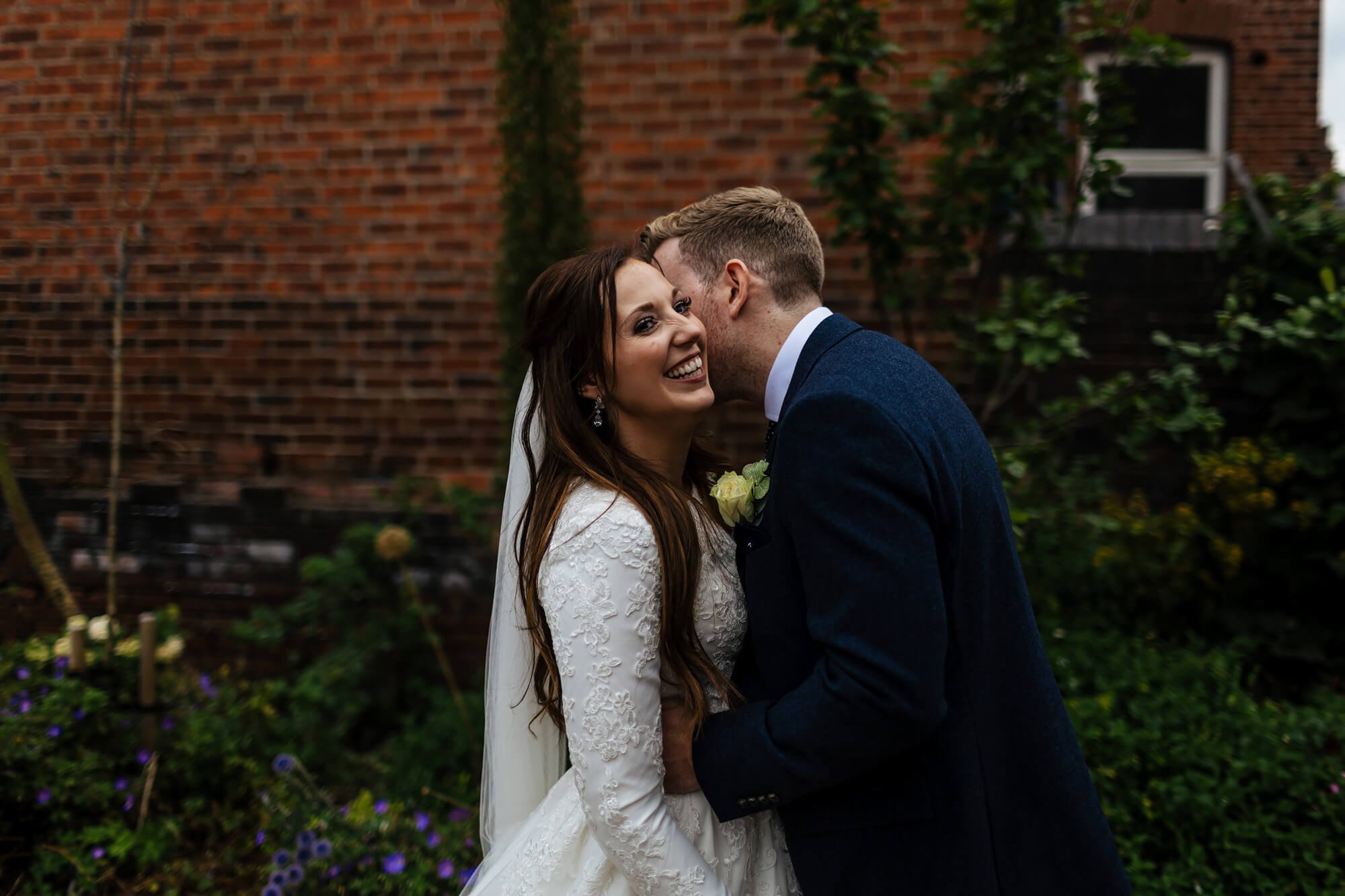Bride and groom laughing at their Left Bank Leeds wedding