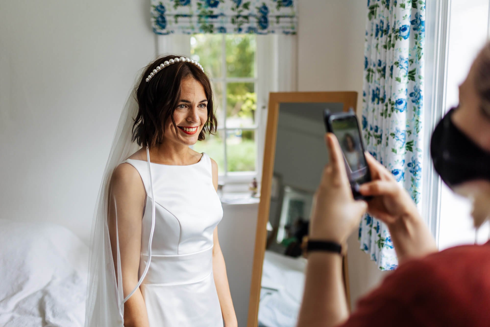 Bride in her wedding dress before the ceremony