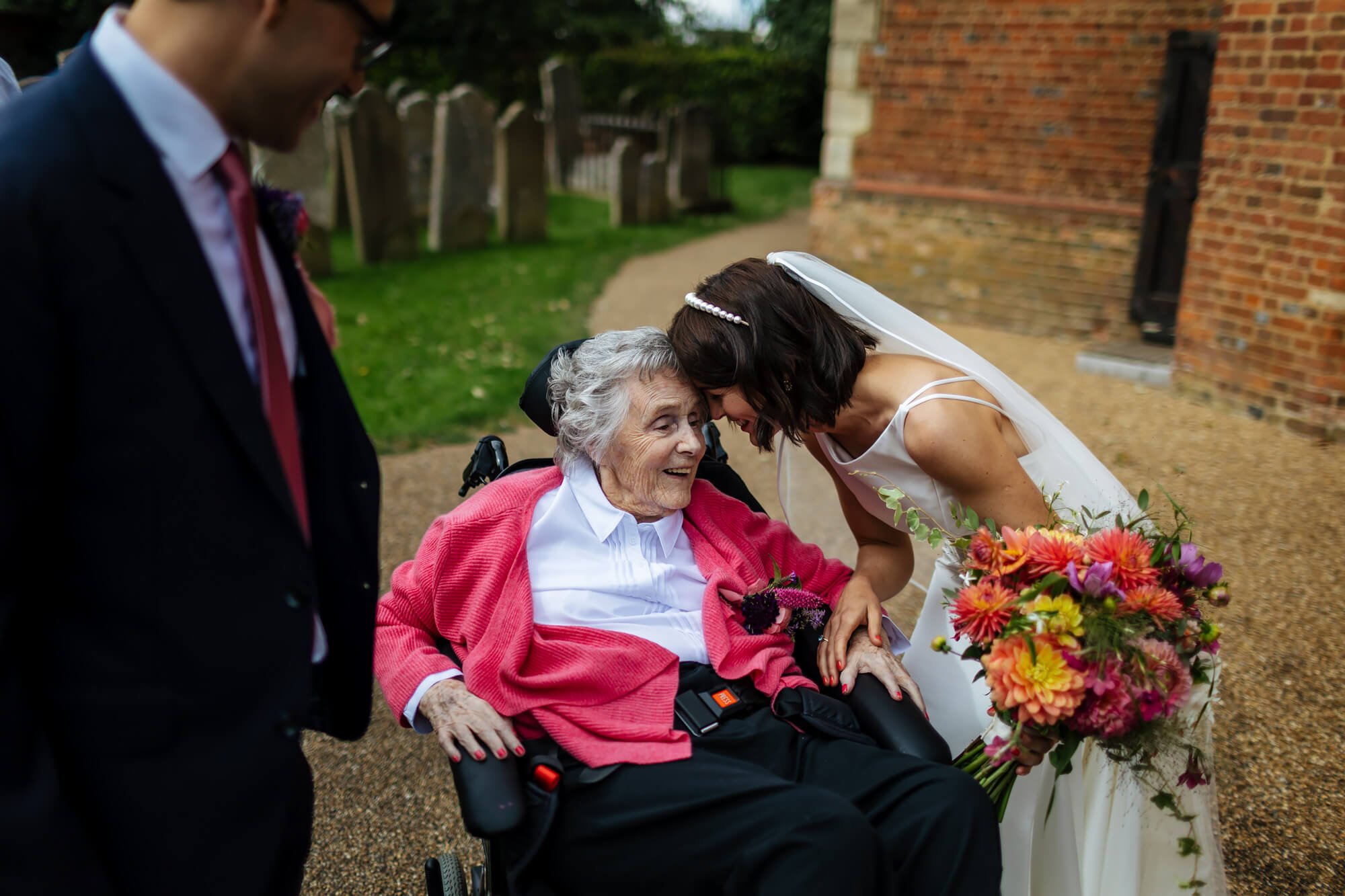 Bride and her nan after the wedding ceremony