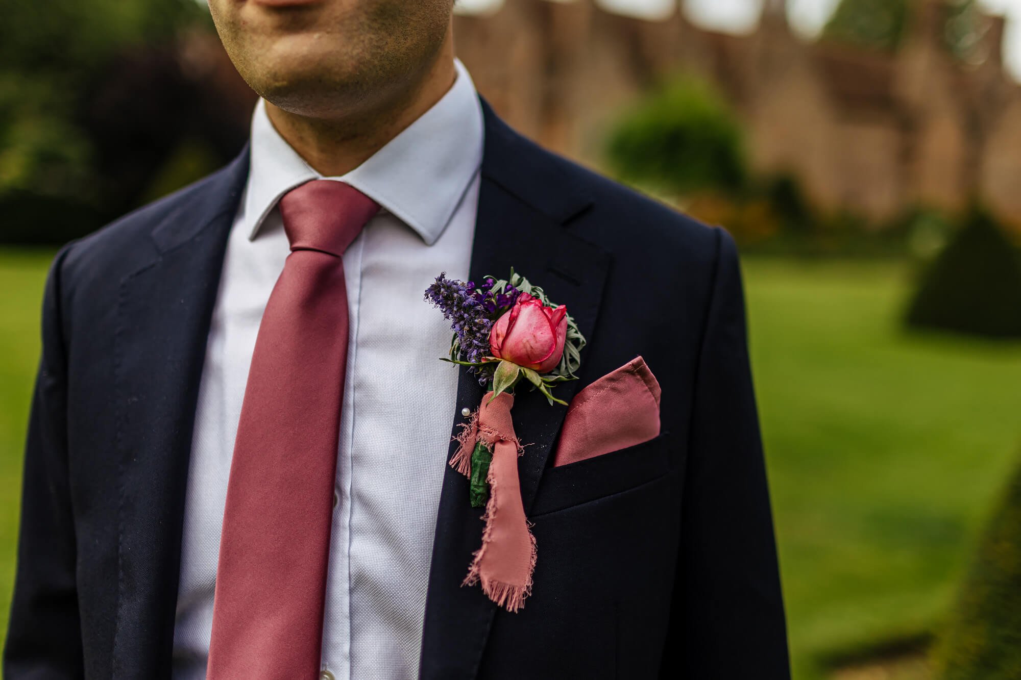 Close up of the groom's buttonhole