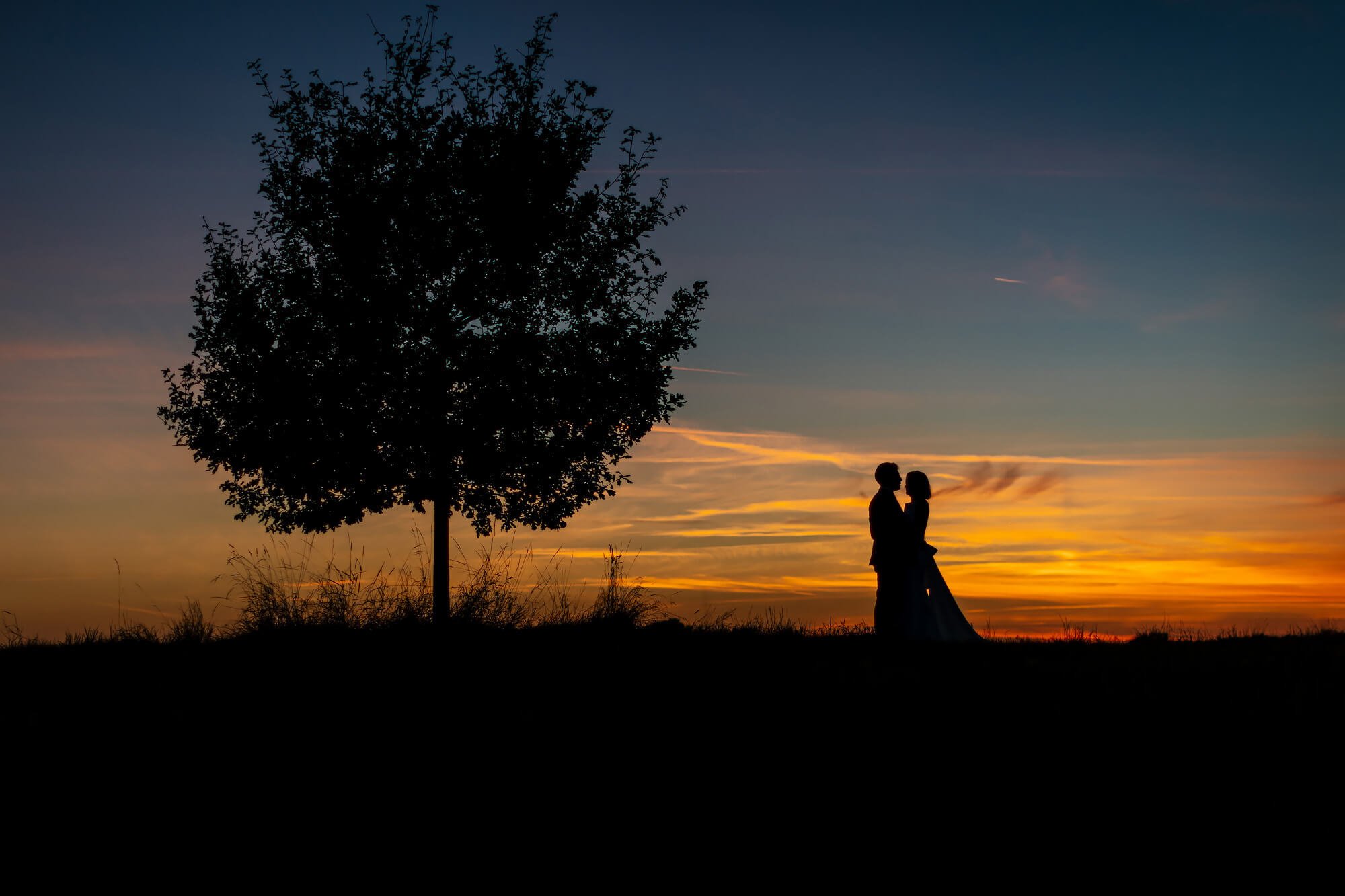 Sunset portrait at a Chenies Manor wedding