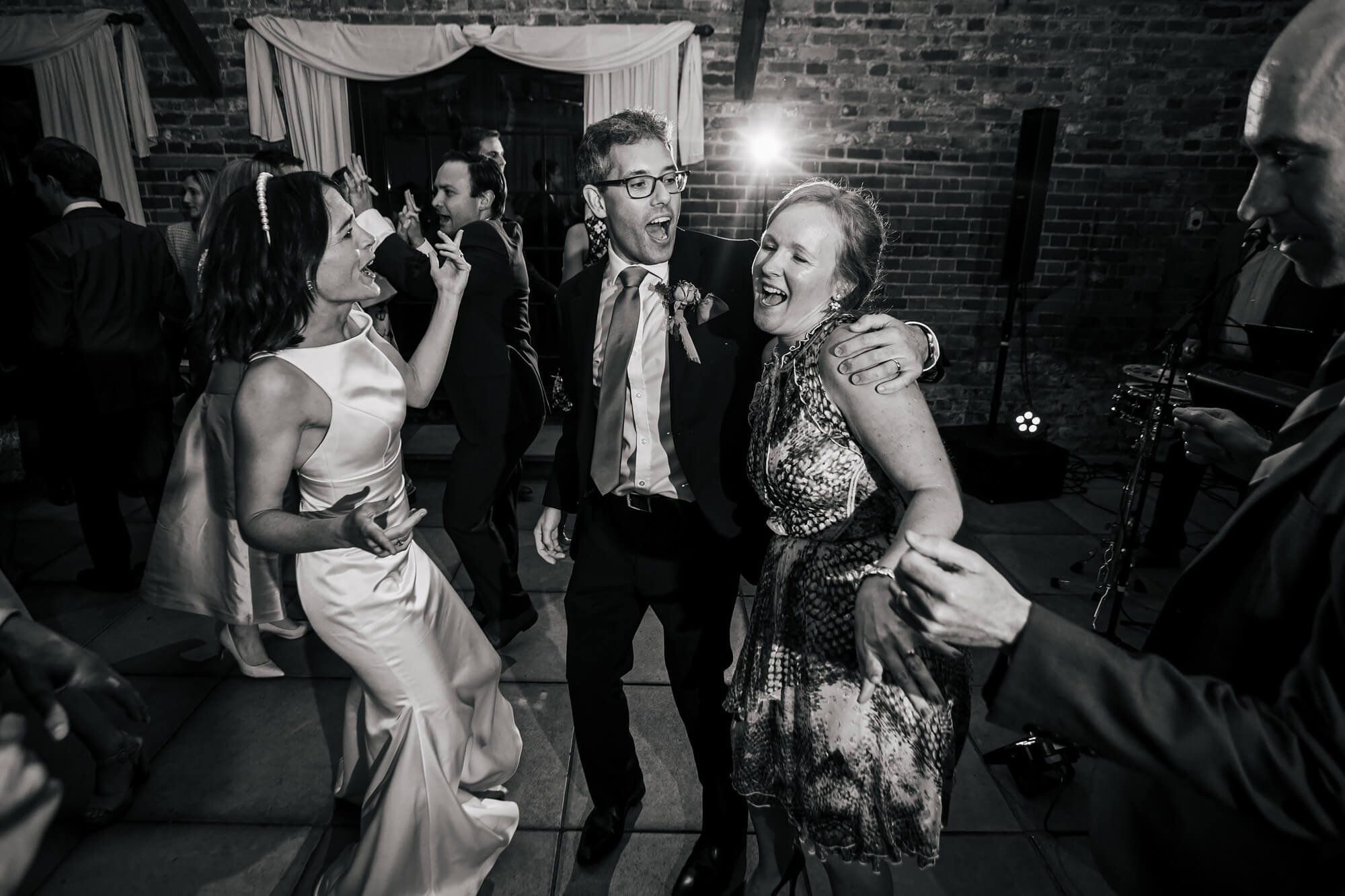 Dance floor fun at a wedding in Hertfordshire