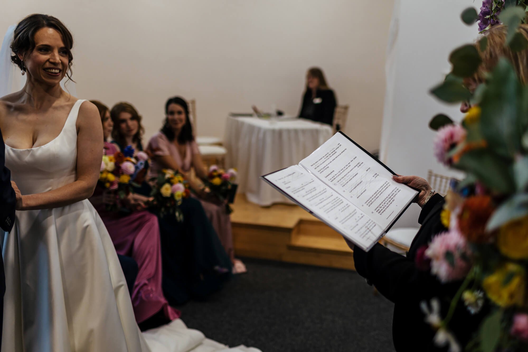 The celebrant conducts the wedding ceremony in Yorkshire