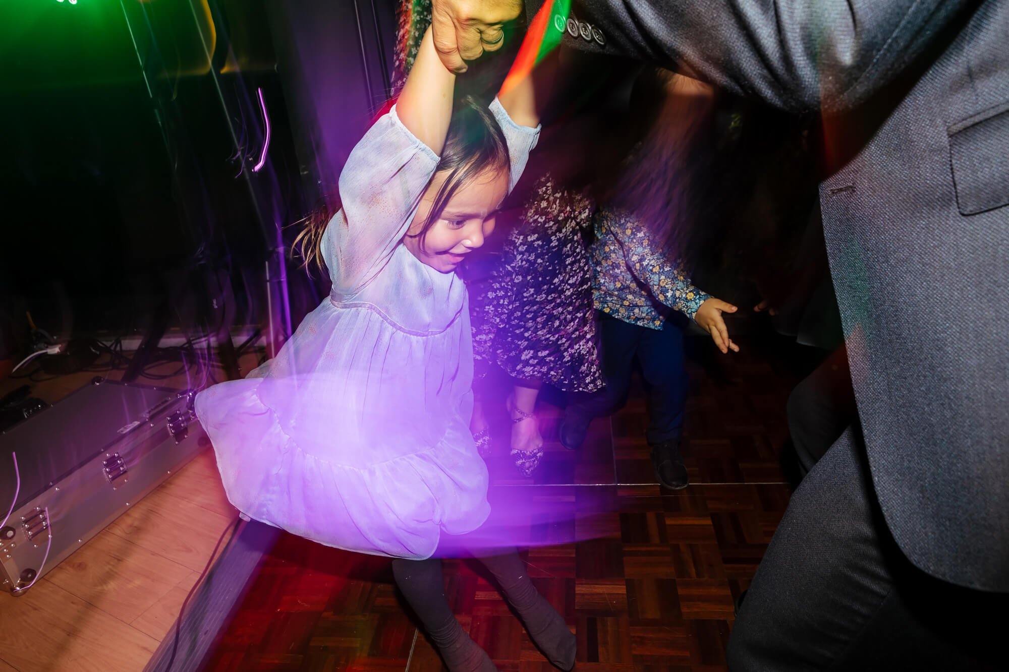 Girl dancing at a wedding in Yorkshire
