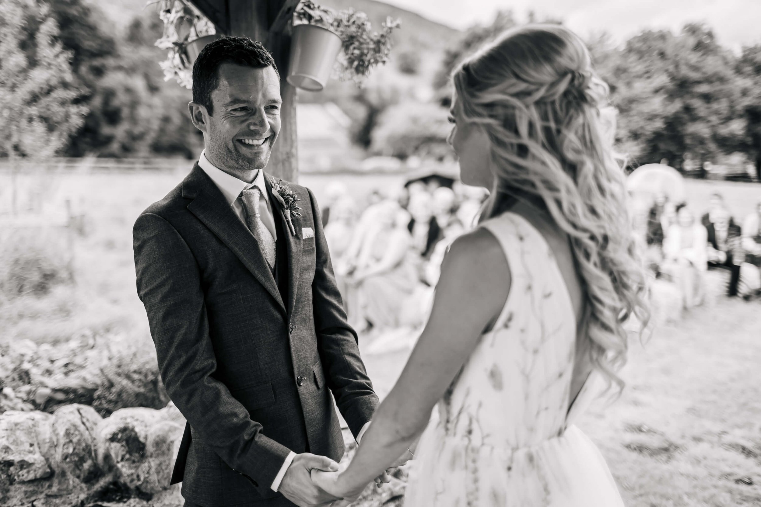 Outdoors wedding ceremony in the Yorkshire Dales