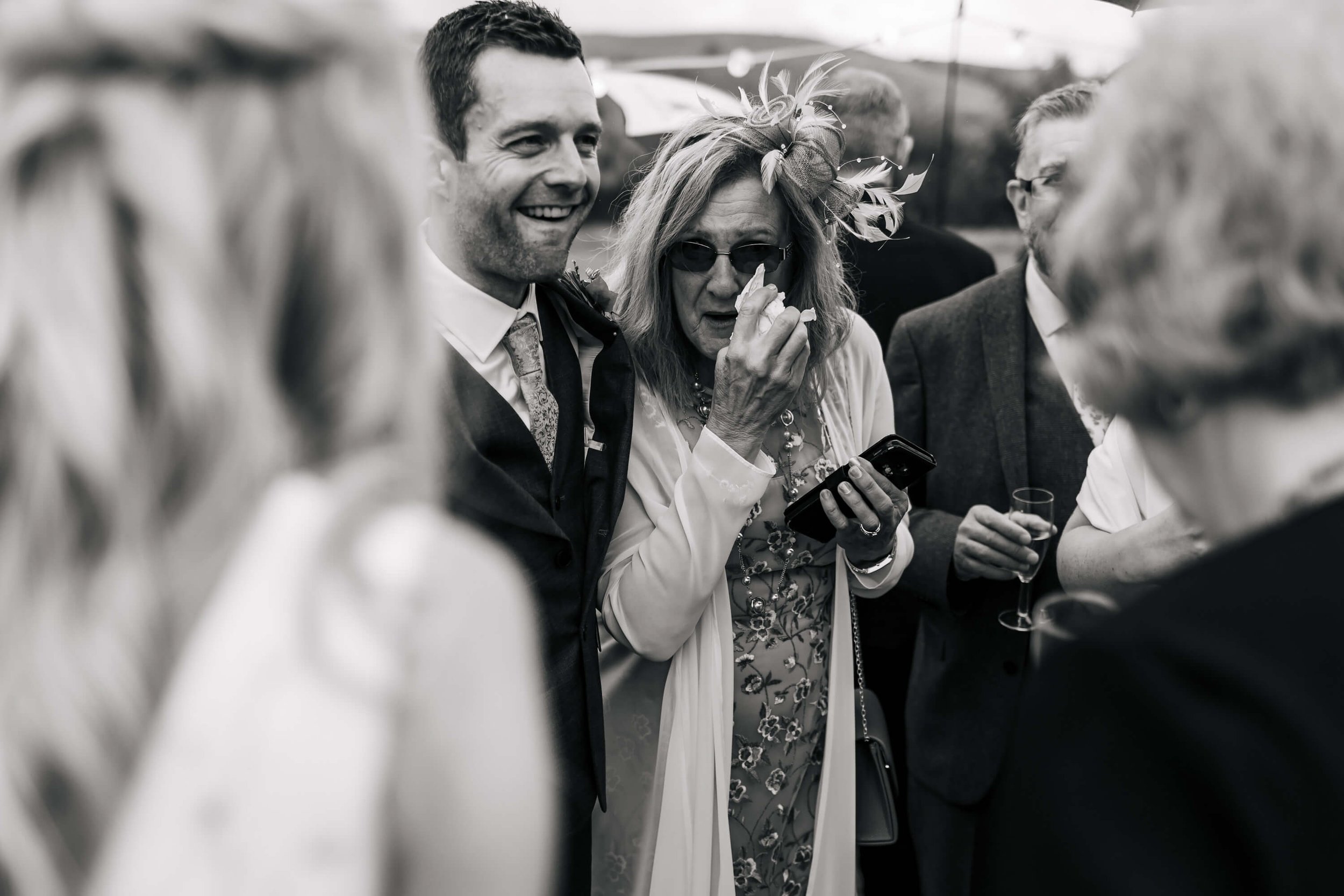 Groom's mum crying at a Yorkshire wedding