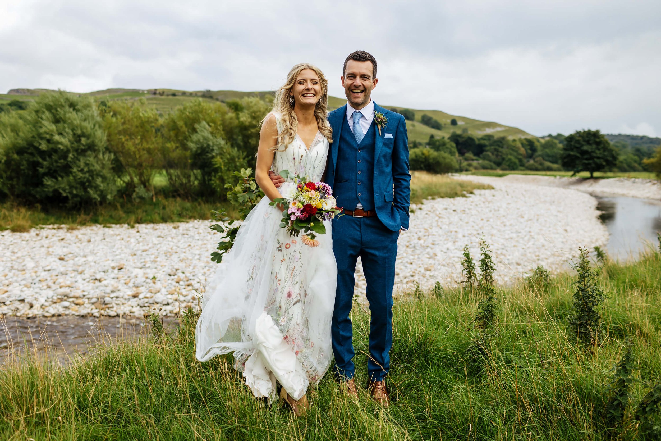 Portrait of a bride and groom at a Yorkshire Dales wedding