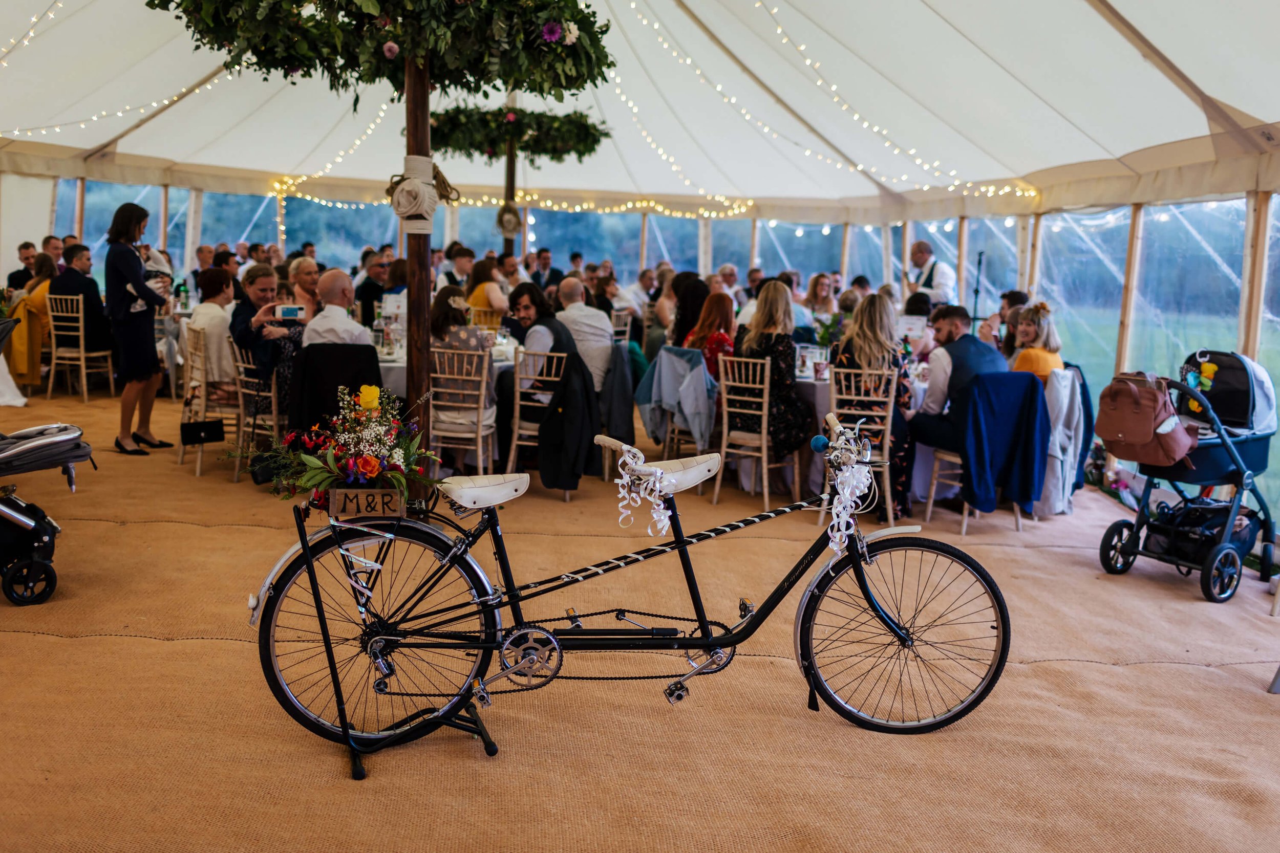 A tandem bicycle wedding gift
