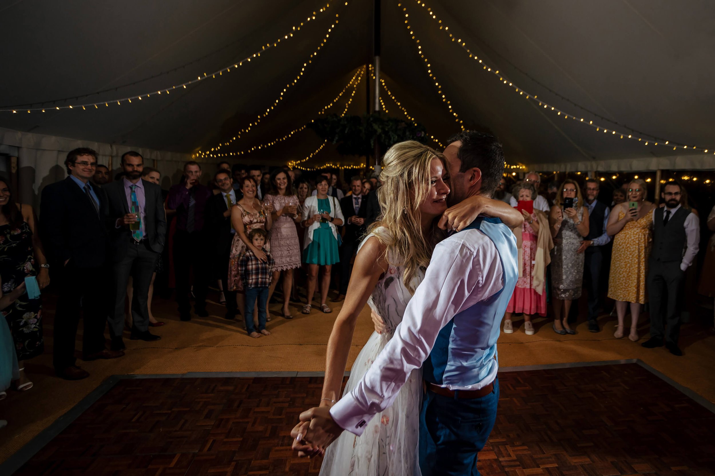 First dance as bride and groom at a Kilnsey Park wedding