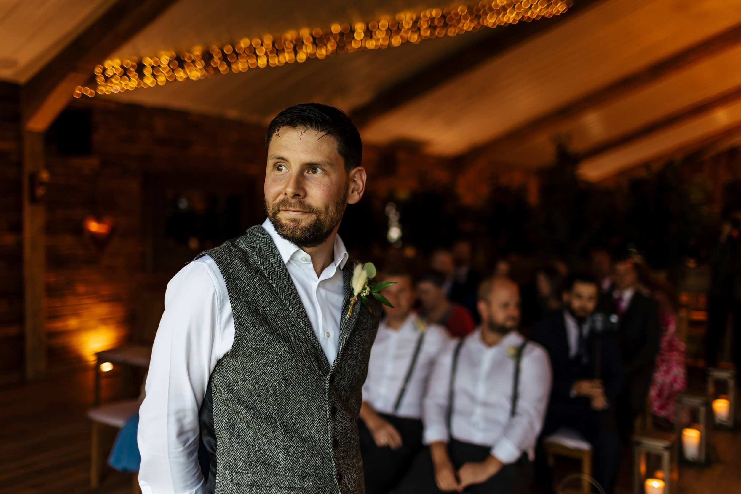 Groom awaiting his bride at the wedding ceremony
