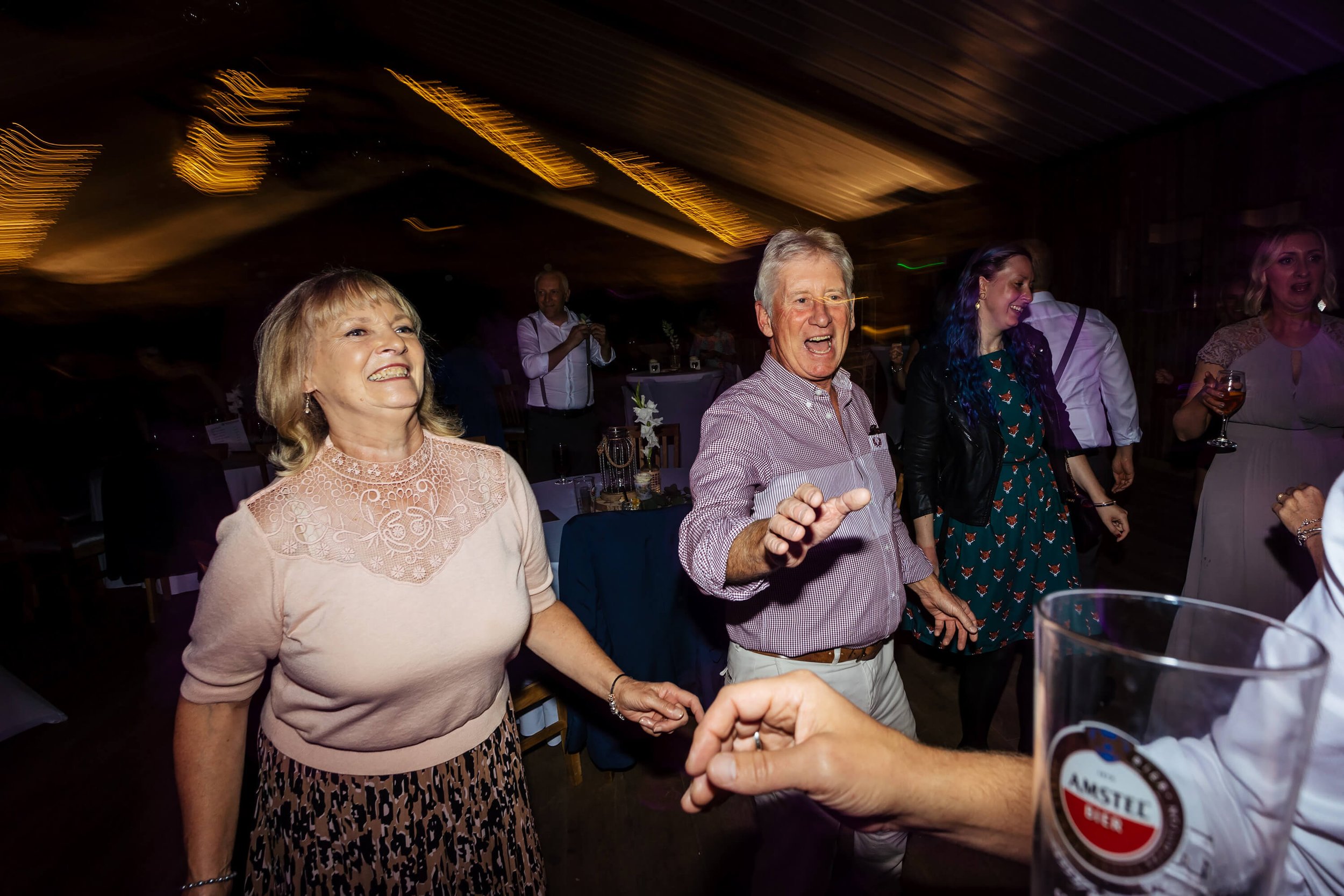 Wedding guests having fun on the dance floor in York