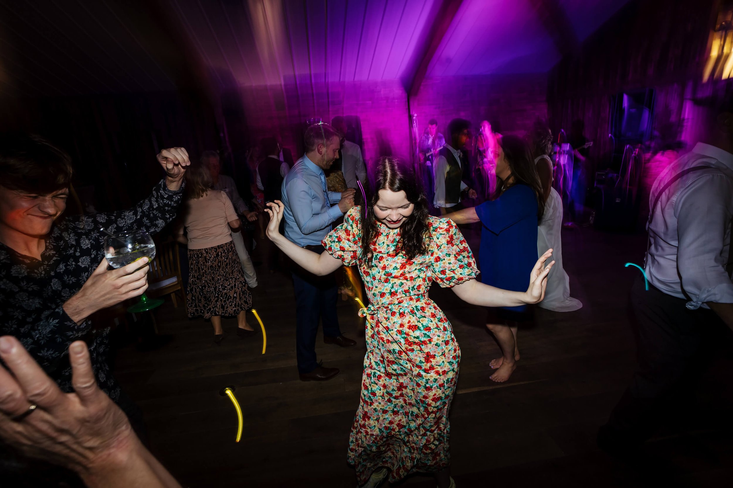 Guests dancing at a wedding