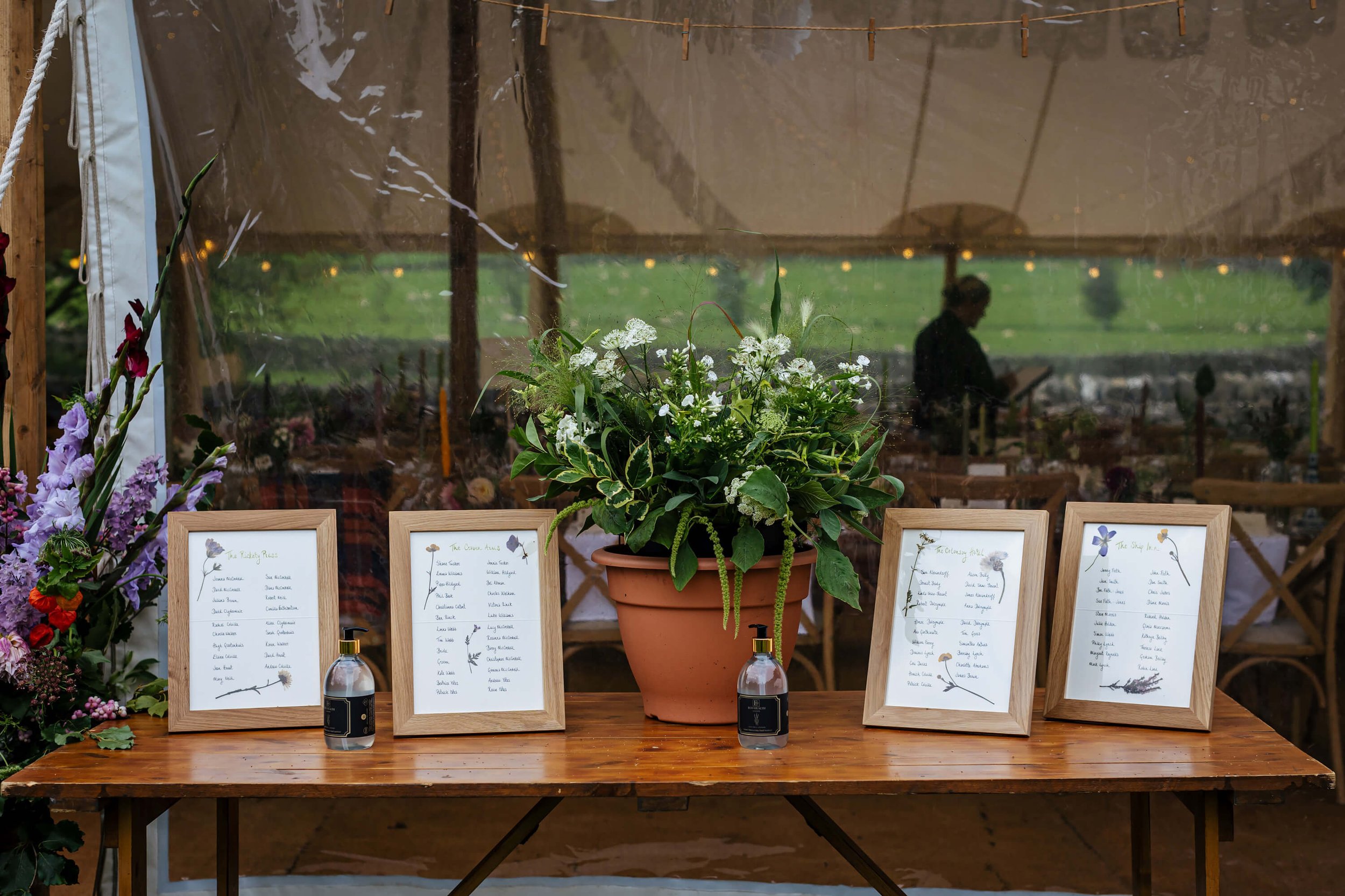 Seating plan for a Yorkshire wedding