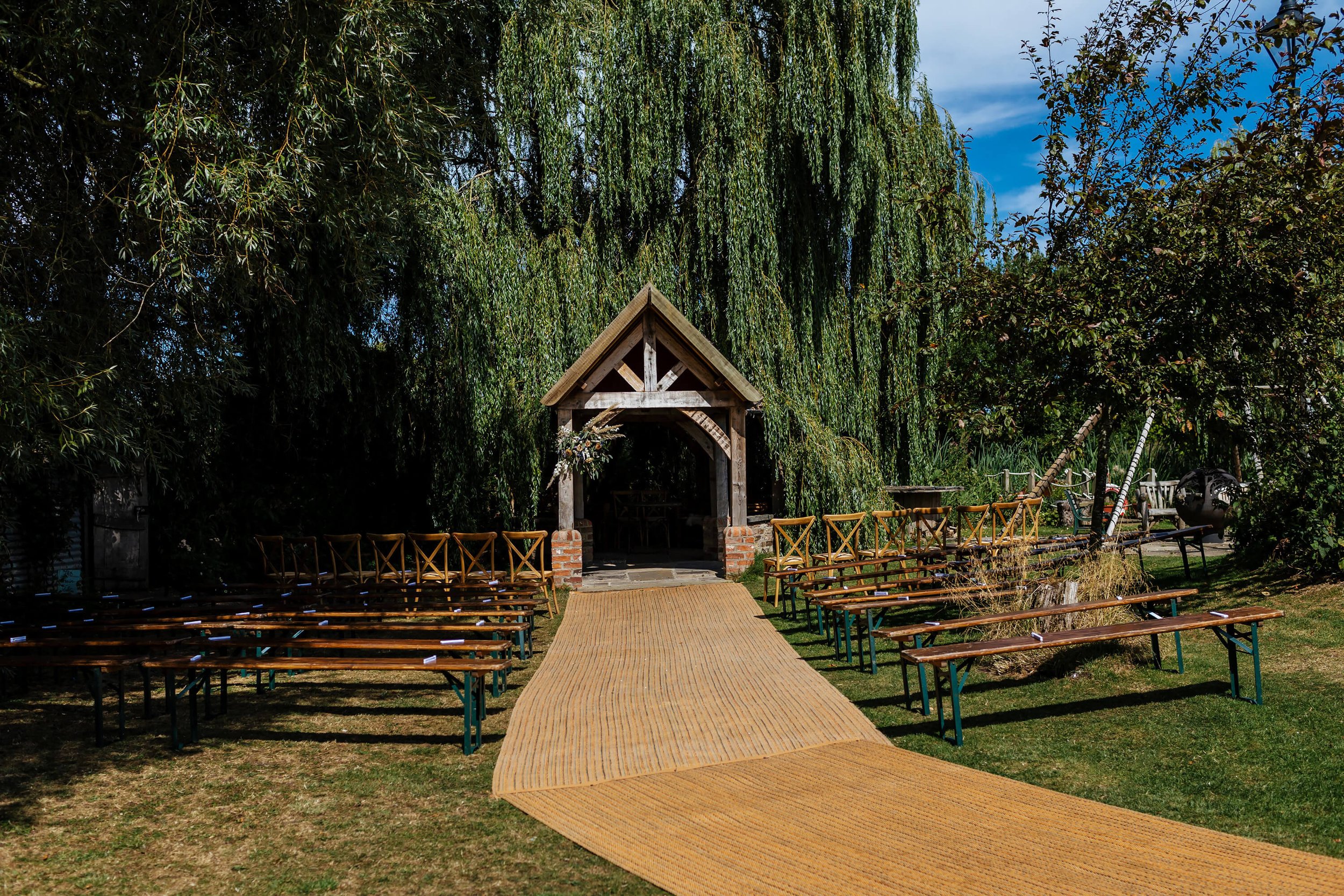 The outdoor ceremony area at Skipbridge Country Weddings