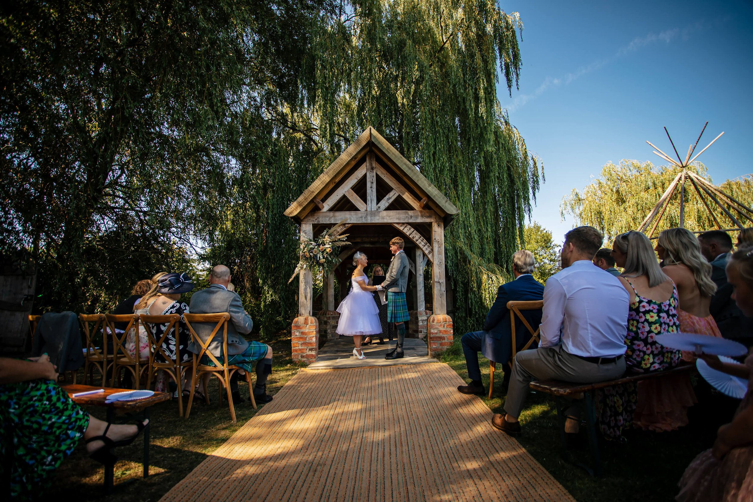 An outdoor ceremony at Skipbridge Country Weddings