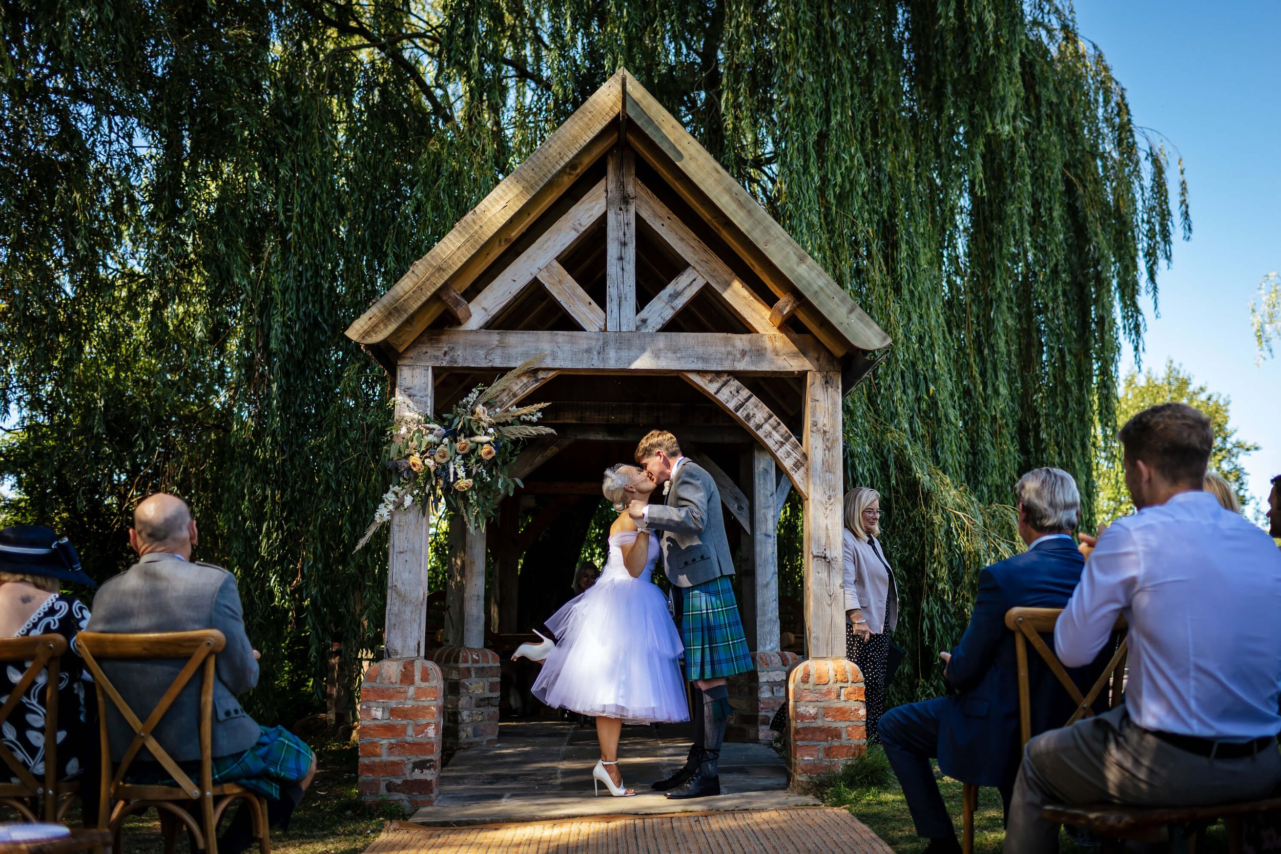 A first kiss as man and wife in Yorkshire